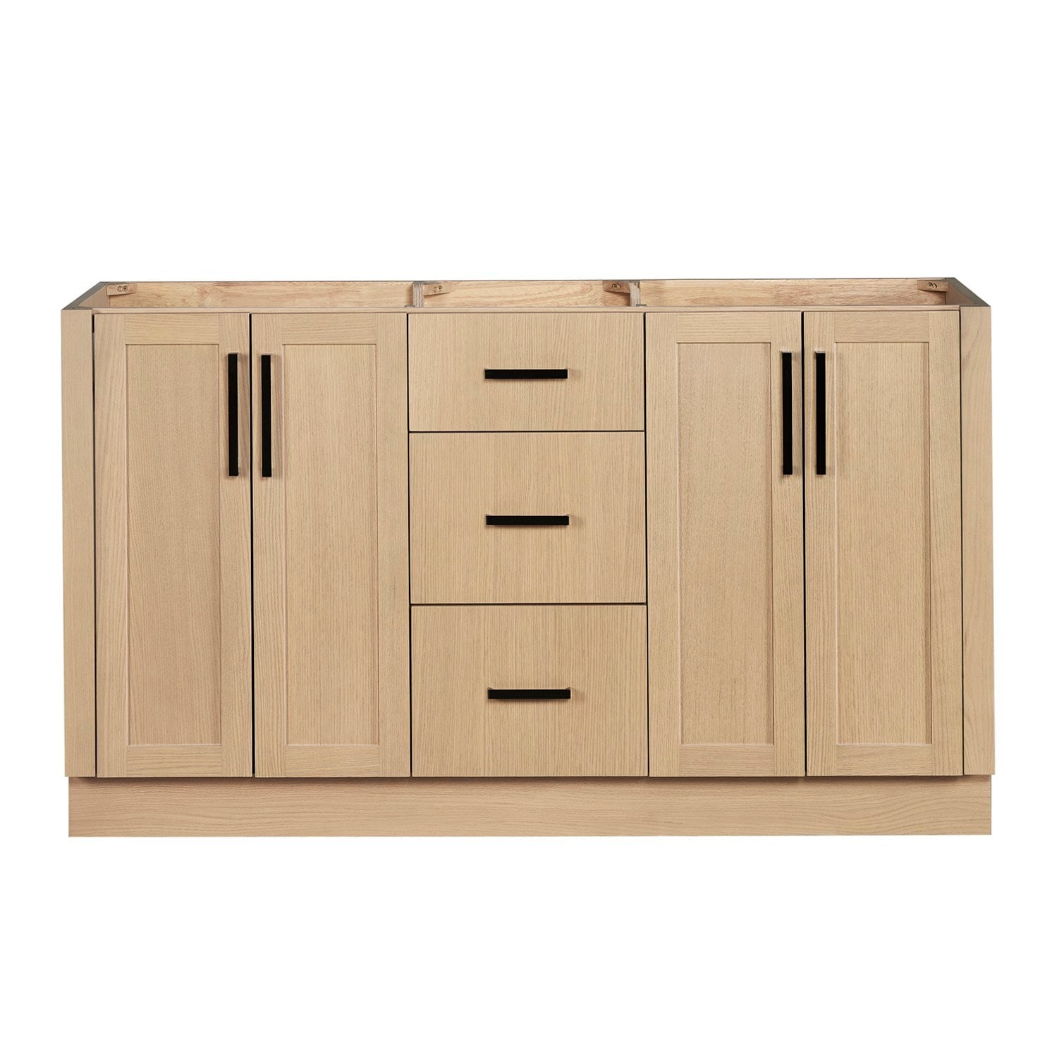 ARIEL Loren 60-in Oak Bathroom Vanity Base Cabinet without Top