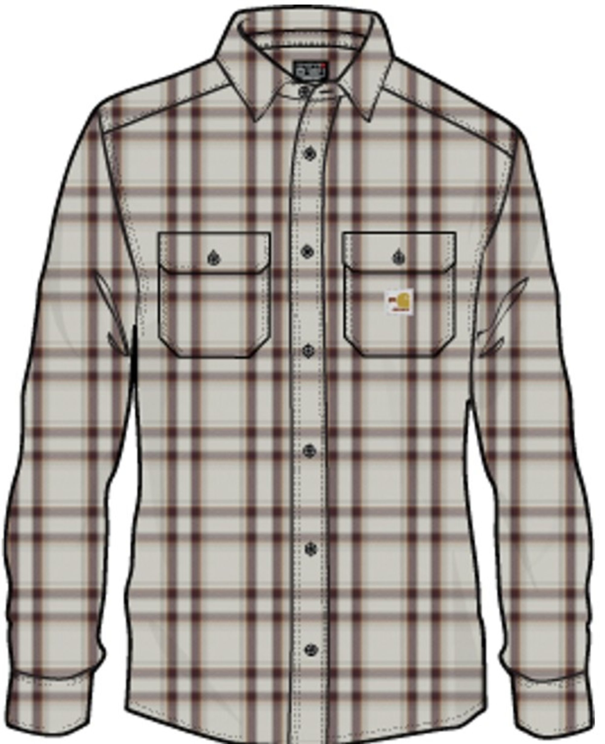 Carhartt 104507-ED5LREG Men's Gray Twill Long sleeve Checked Button-down shirt ( Large )