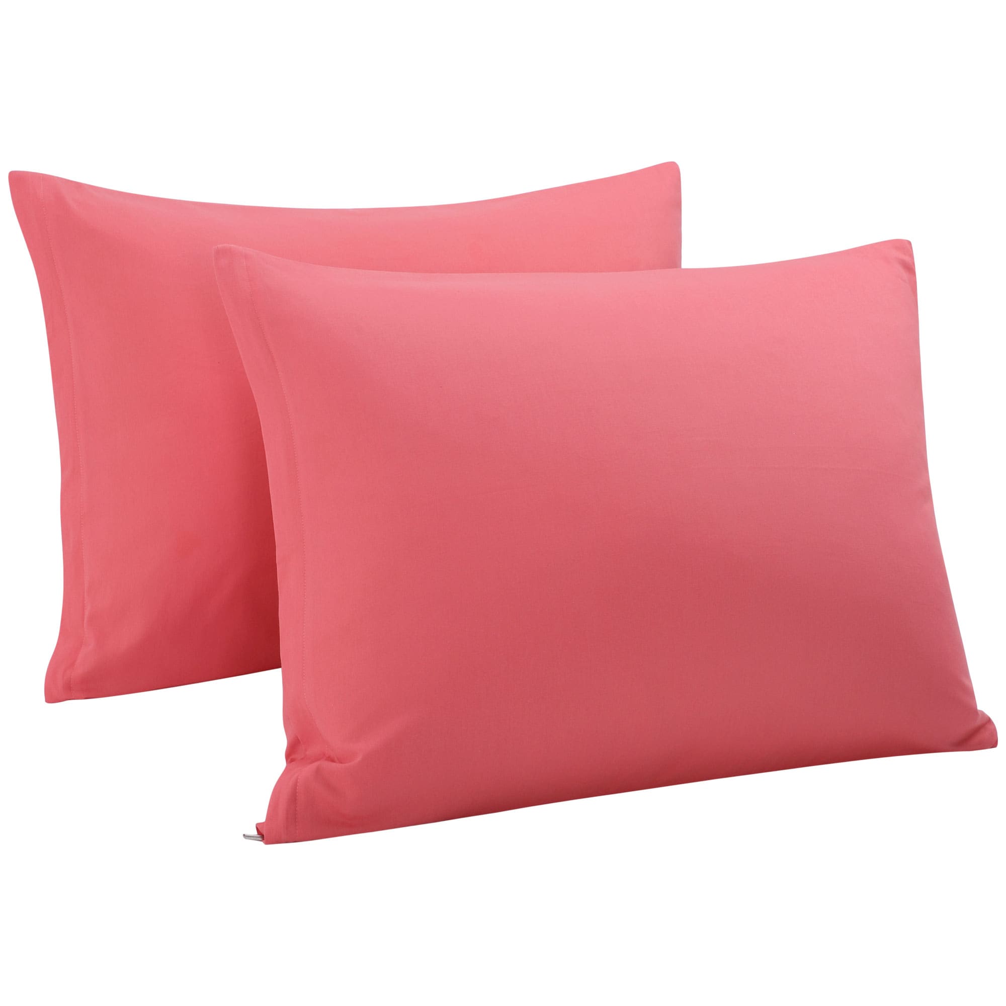 Unique Bargains Pillowcases Weave from Egyptian Cotton Breathable Soft Pillow Cases with Zipper Closure 2pcs Coral Pink Pillow Covers Queen Size - 20-in x 30-in