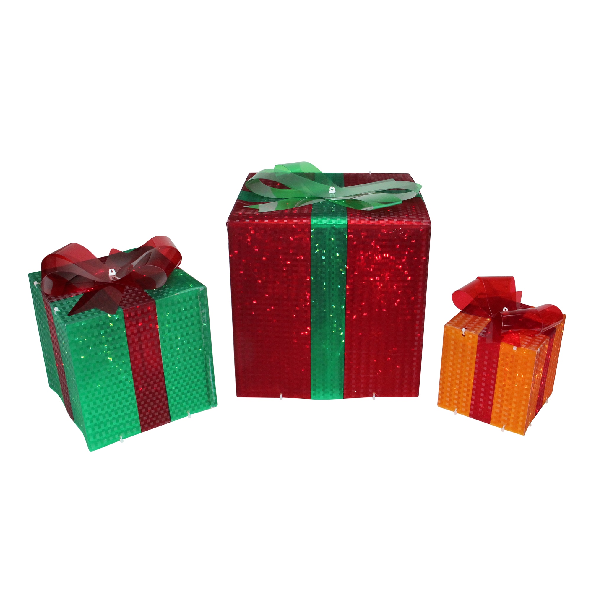 Northlight 32912658 3 -Pack 8-in Freestanding Gift box Free standing decoration with Clear Incandescent Lights