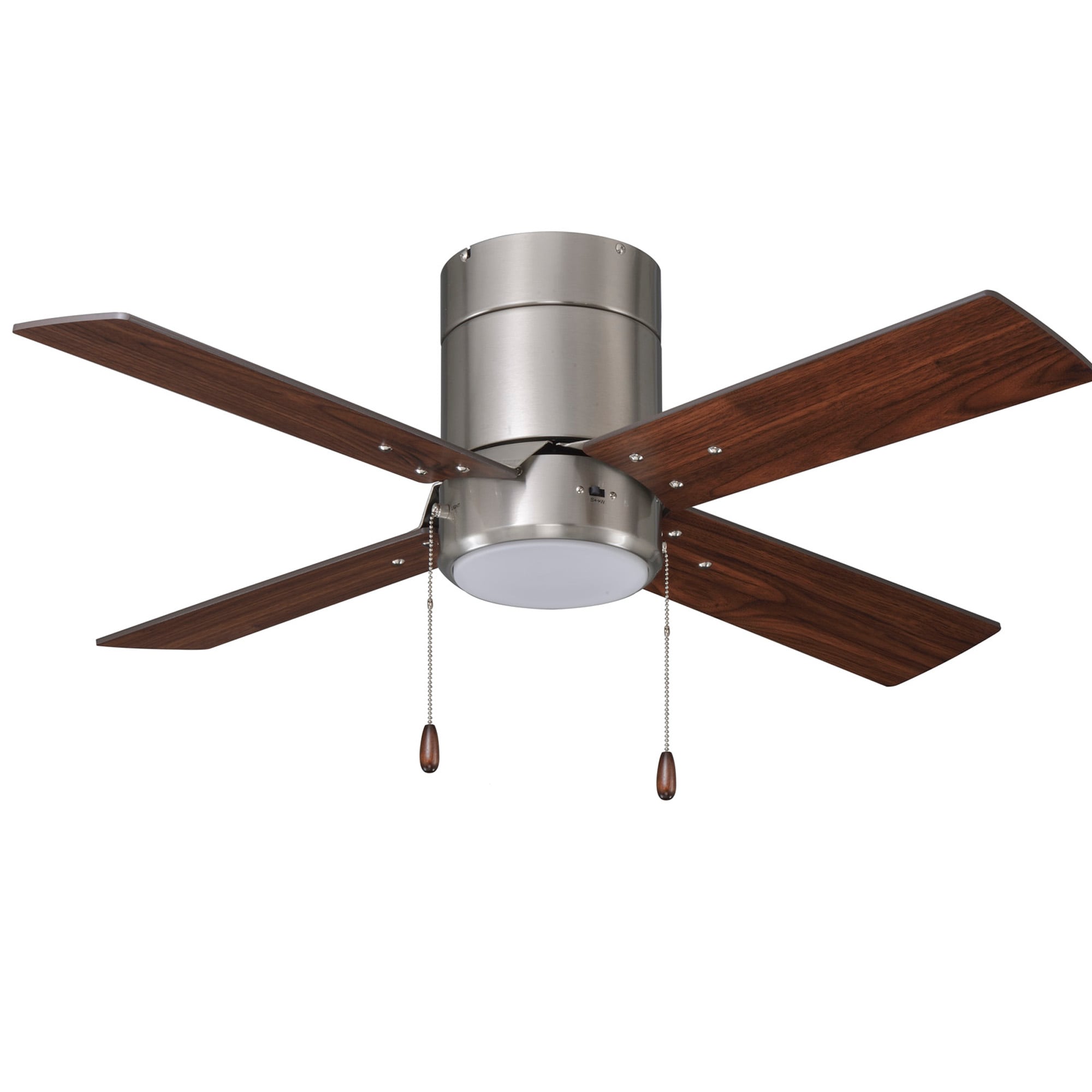 Royal Pacific 1023BN-WT-ES Sabio 42 Integrated LED Flush Mount Brushed Nickel with Walnut Blades Ceiling Fan With Light ( 3 -Blade )