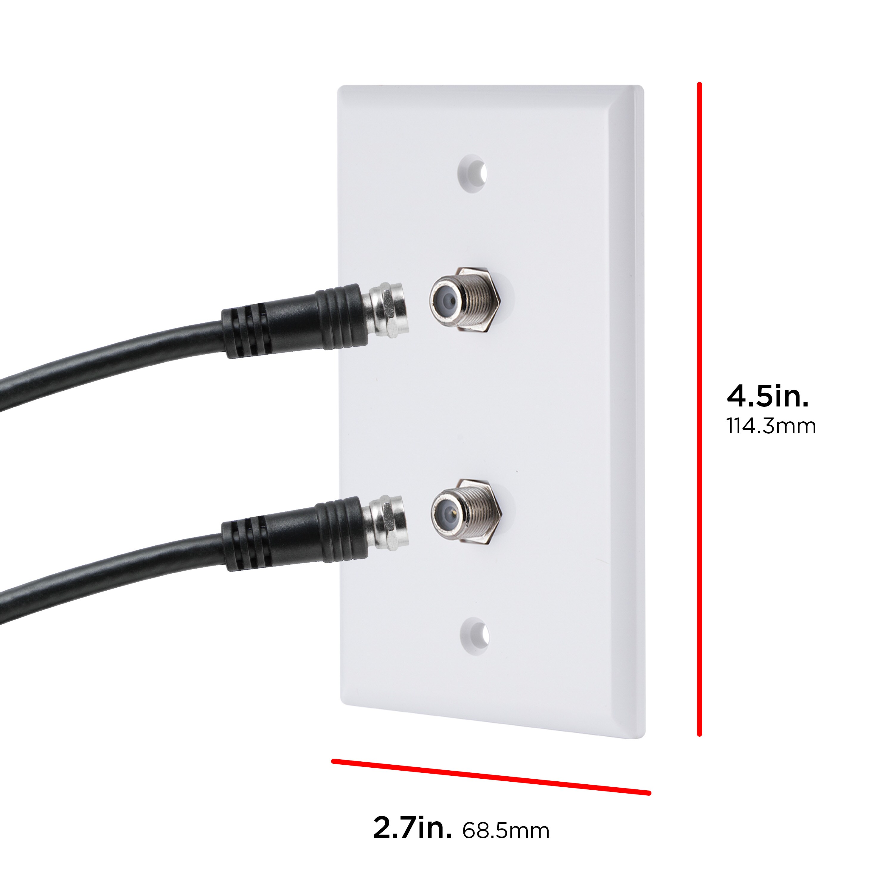 Dual Port Coaxial Cable RCA Audio Video Jack Wall Face Plate Panel 118mm 120mm Rectangle Type 