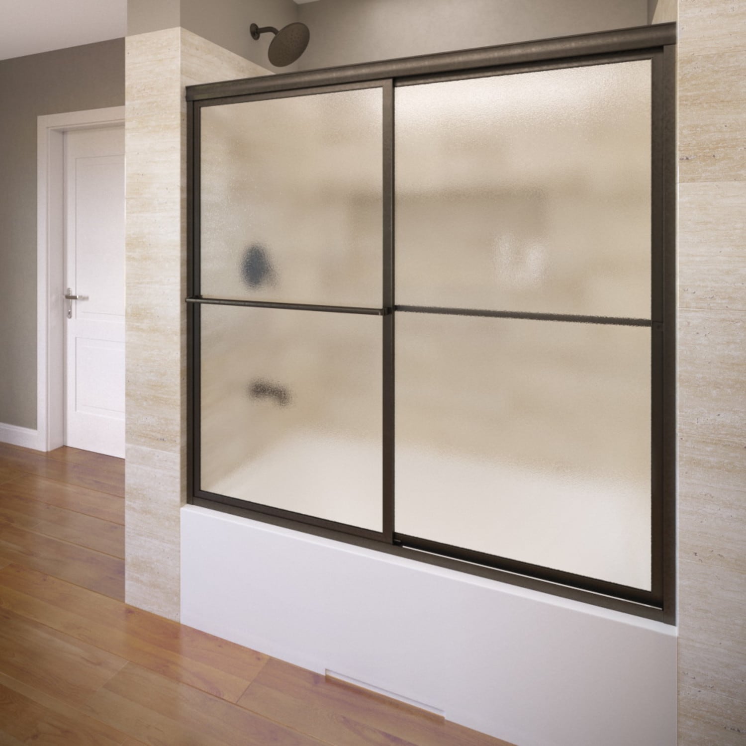 Basco DLXH05A5656OBOR Deluxe Oil-rubbed bronze 54-in to 56-in W x 56.0-in H Framed Bypass Sliding Bathtub door