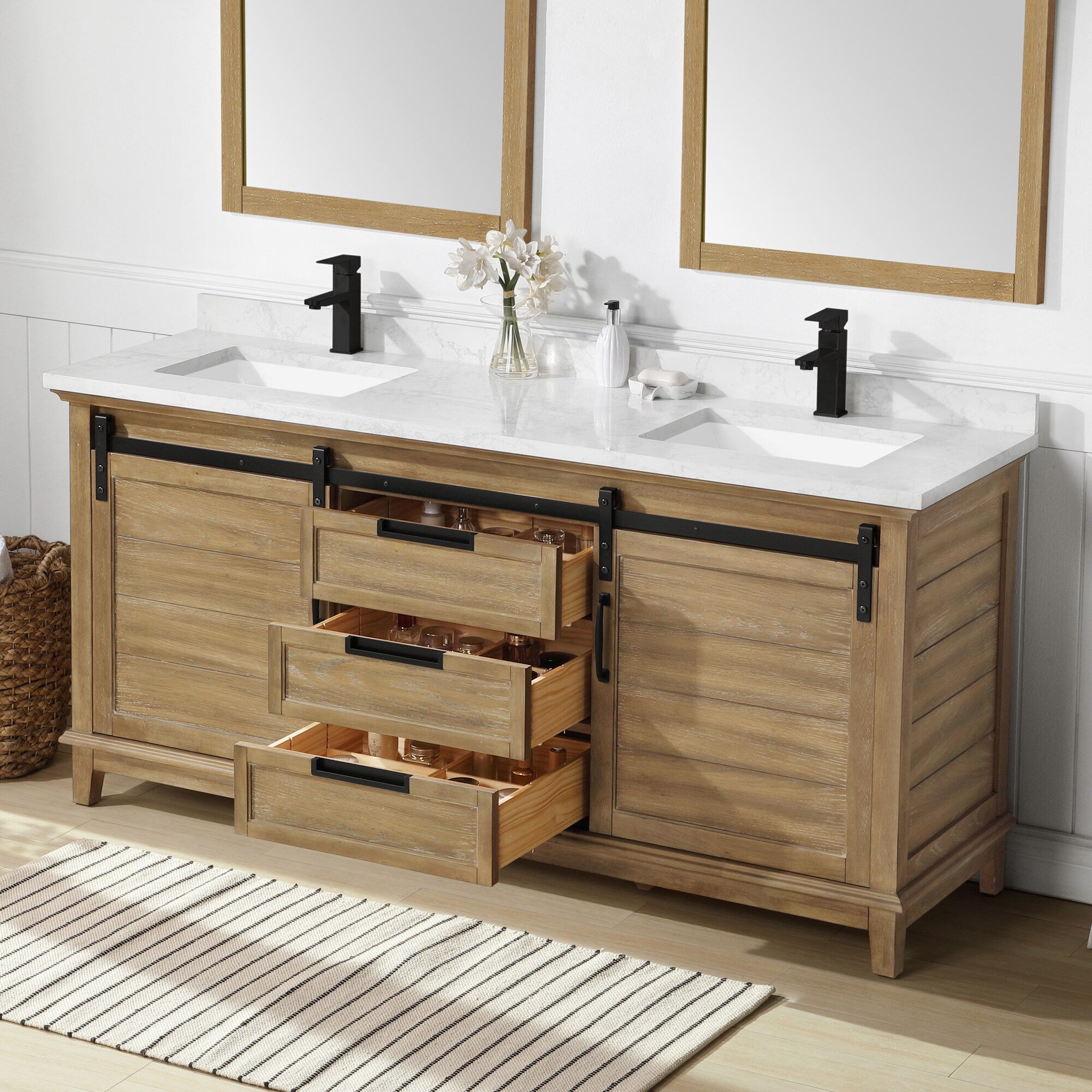 OVE Decors Edenderry 72-in Rustic Almond Undermount Double Sink ...