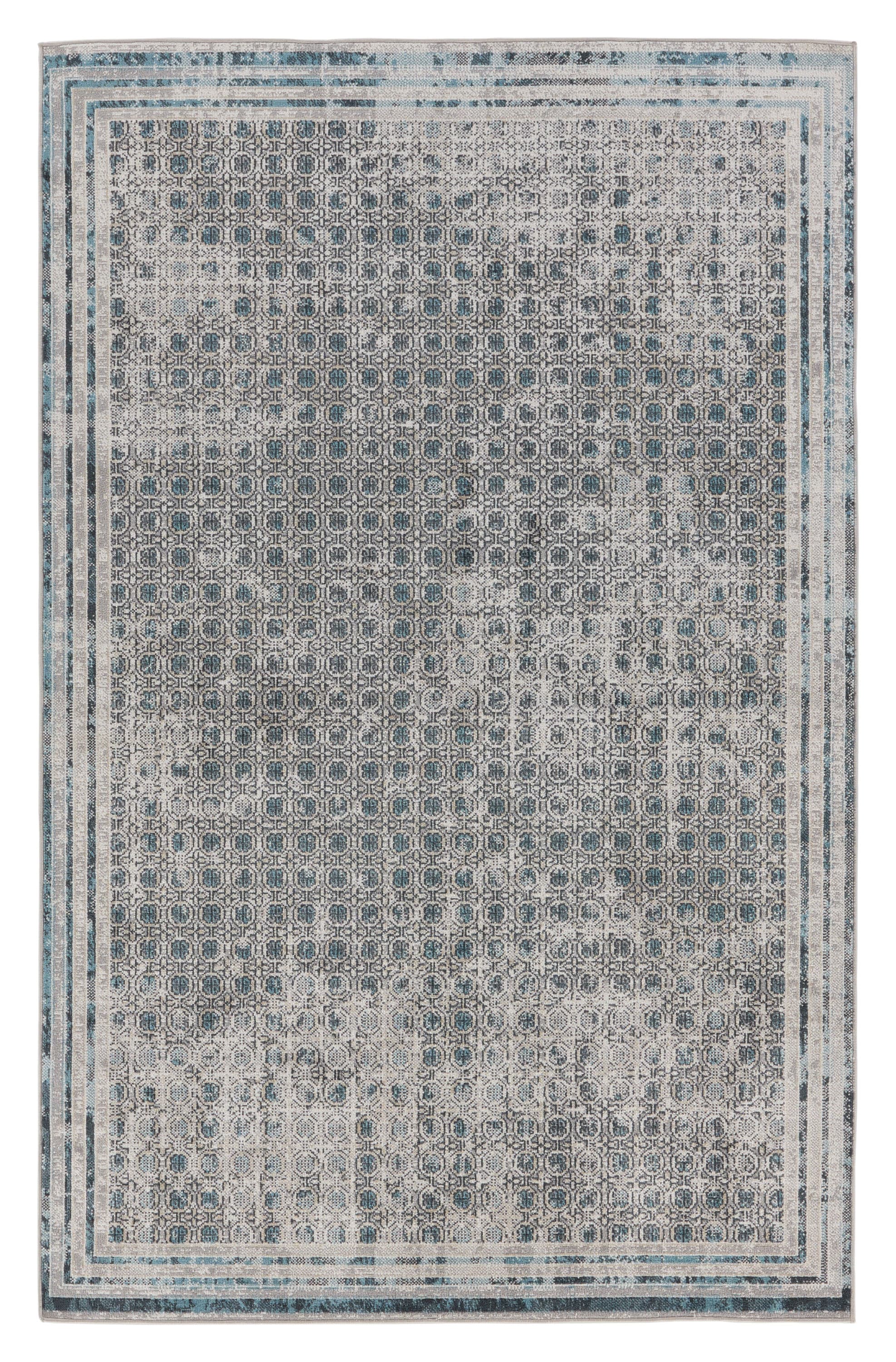 Allora Trellis Light Gray & Gold Washable Wool Blend Rug 7'10" x 10'