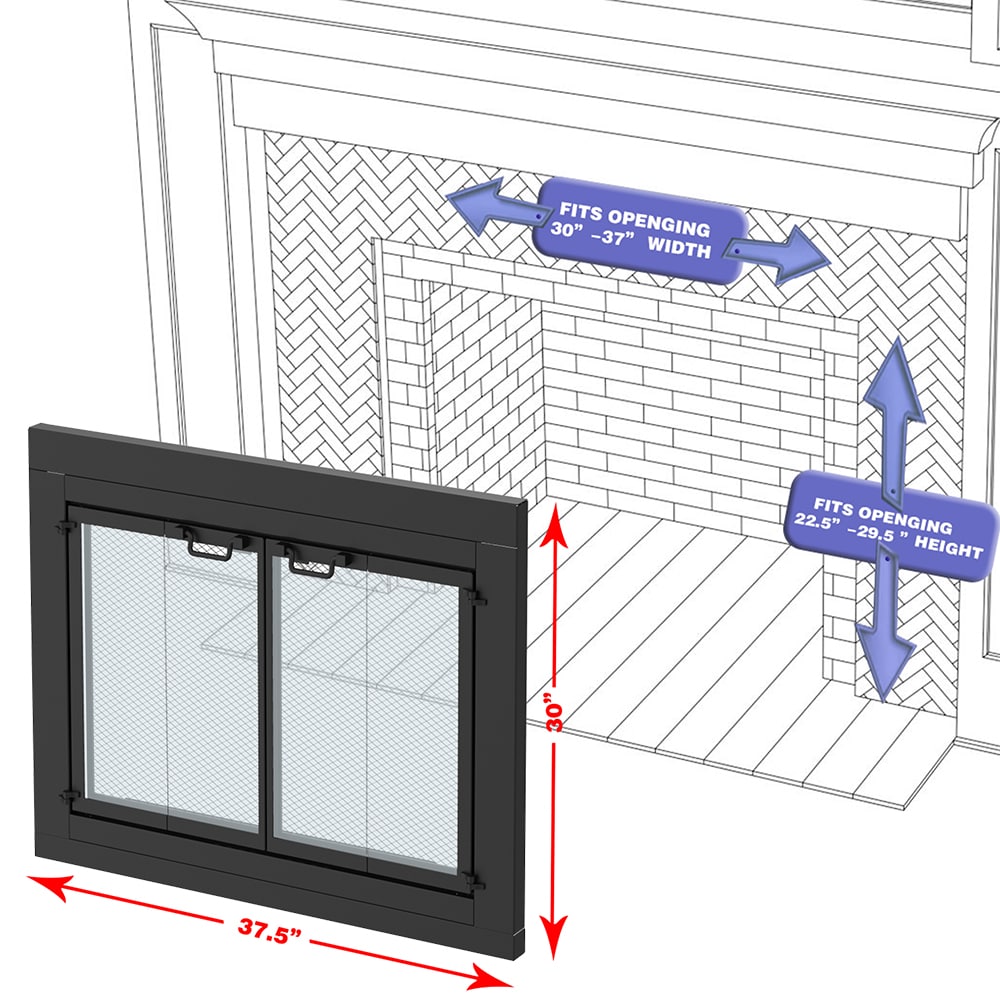 allen + roth FPDS601BLK Glass-Fireplace-Doors - View #10