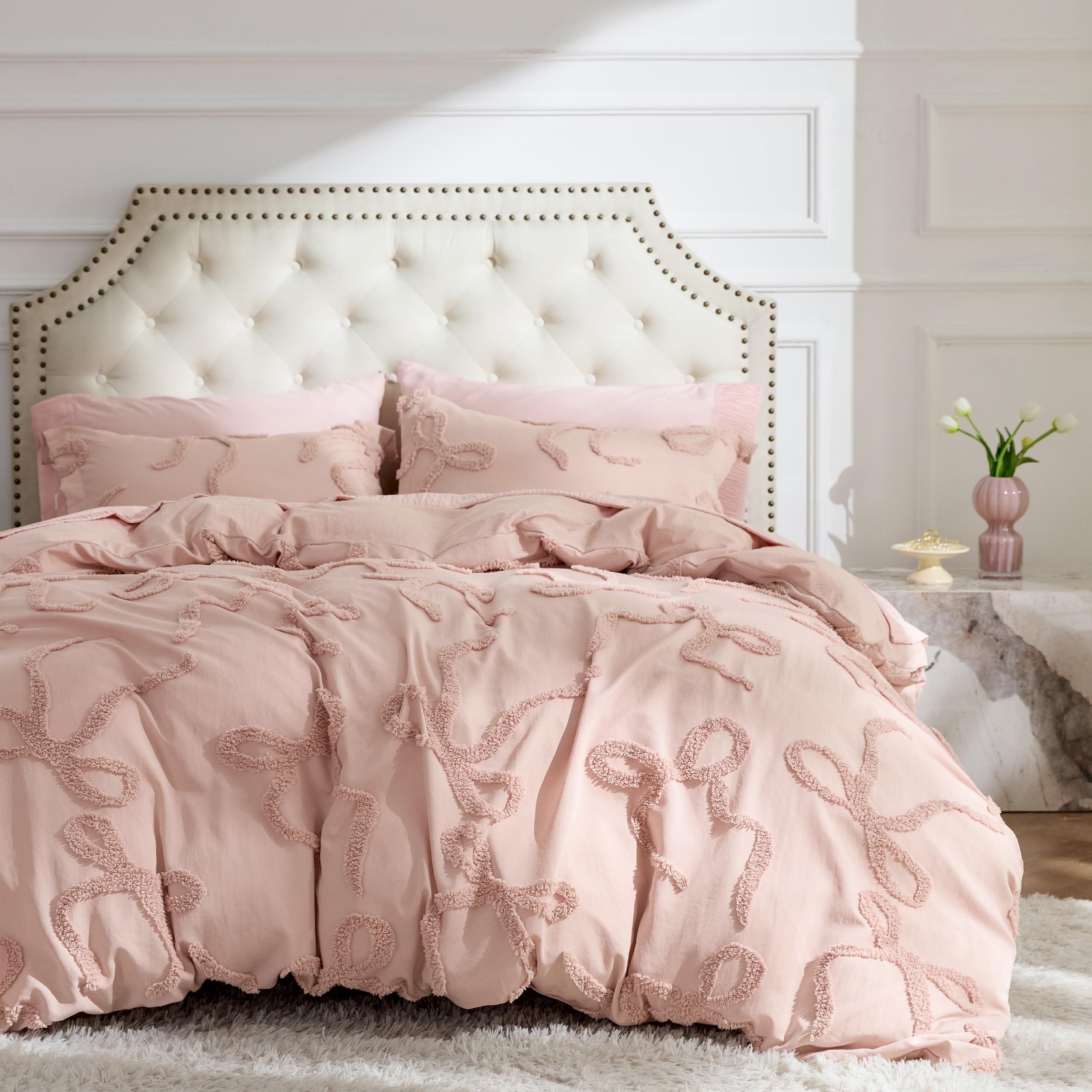 Bedsure - 90x90 Queen 3-Piece Pink Duvet Cover Set