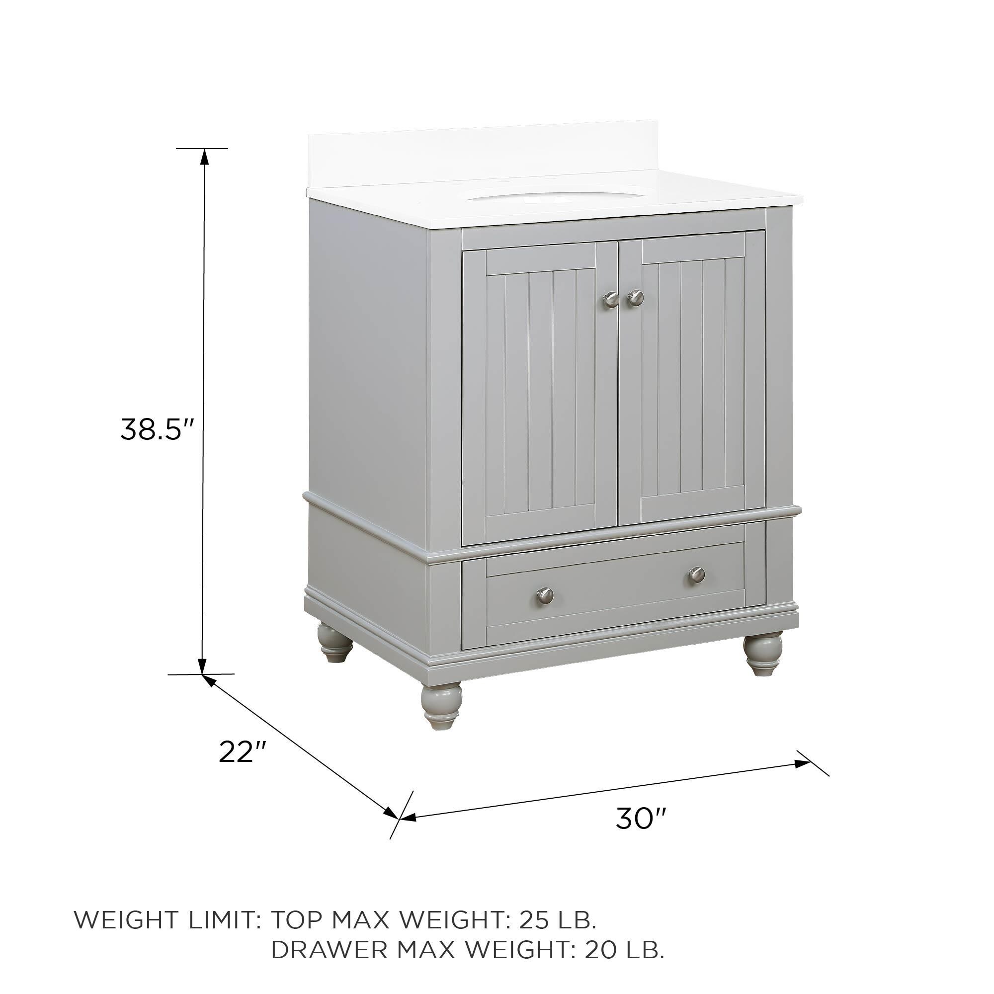 Dorel Living Tehila 30-in Gray Single Sink Bathroom Vanity with Gray ...