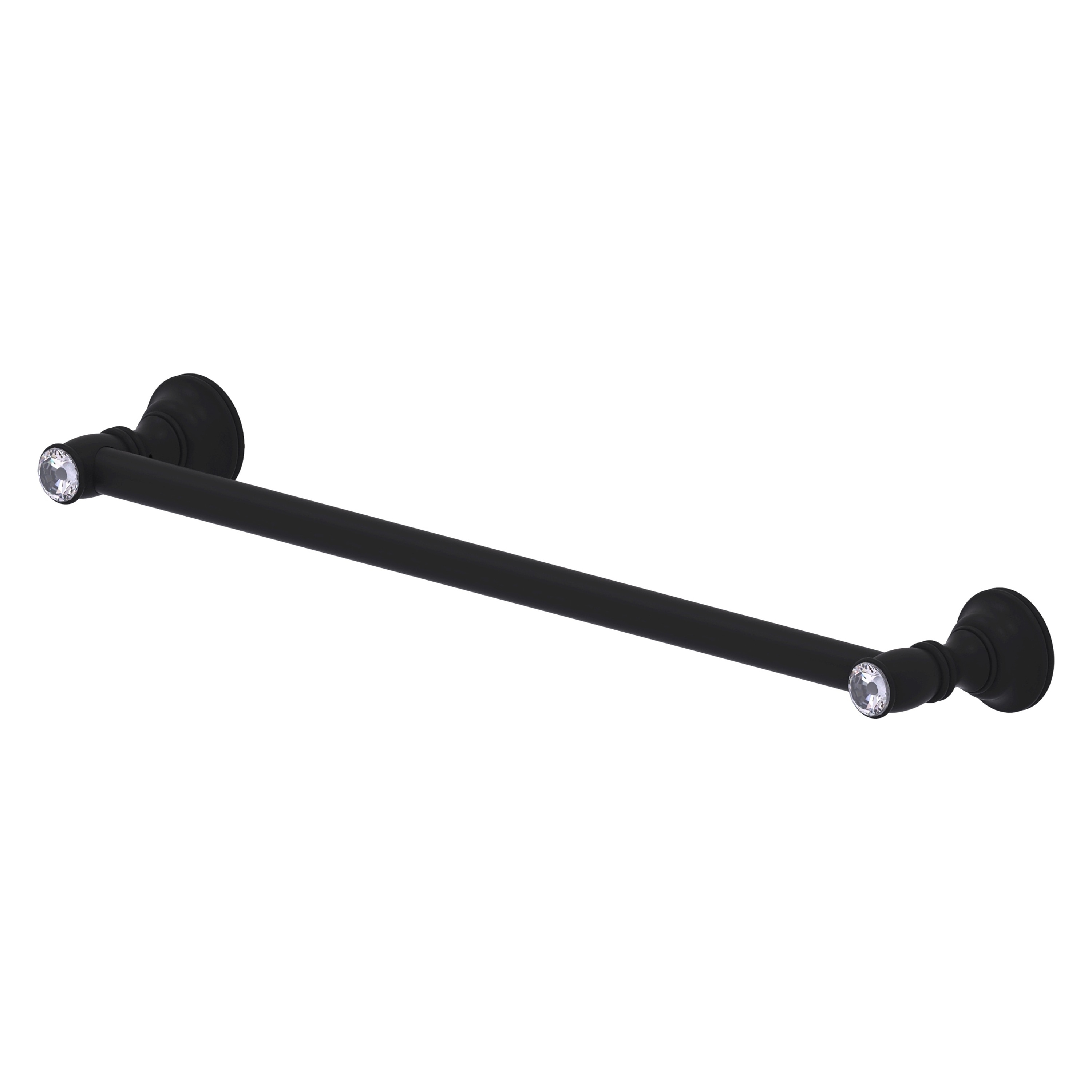 Allied Brass CC-41-36-BKM Carolina Crystal 36-in Matte Black Wall mount Single Towel Bar