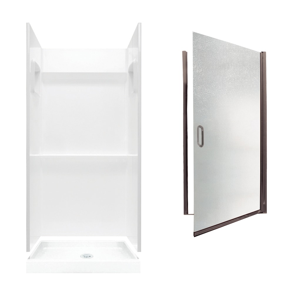 SWAN SVP3636010-M32570BR Veritek 5 -Piece 36-in W x 36-in L x 73-in H Square Alcove shower kit ( Center Drain) Base, Wall, Door and Drain Included Dark bronze Hardware Included