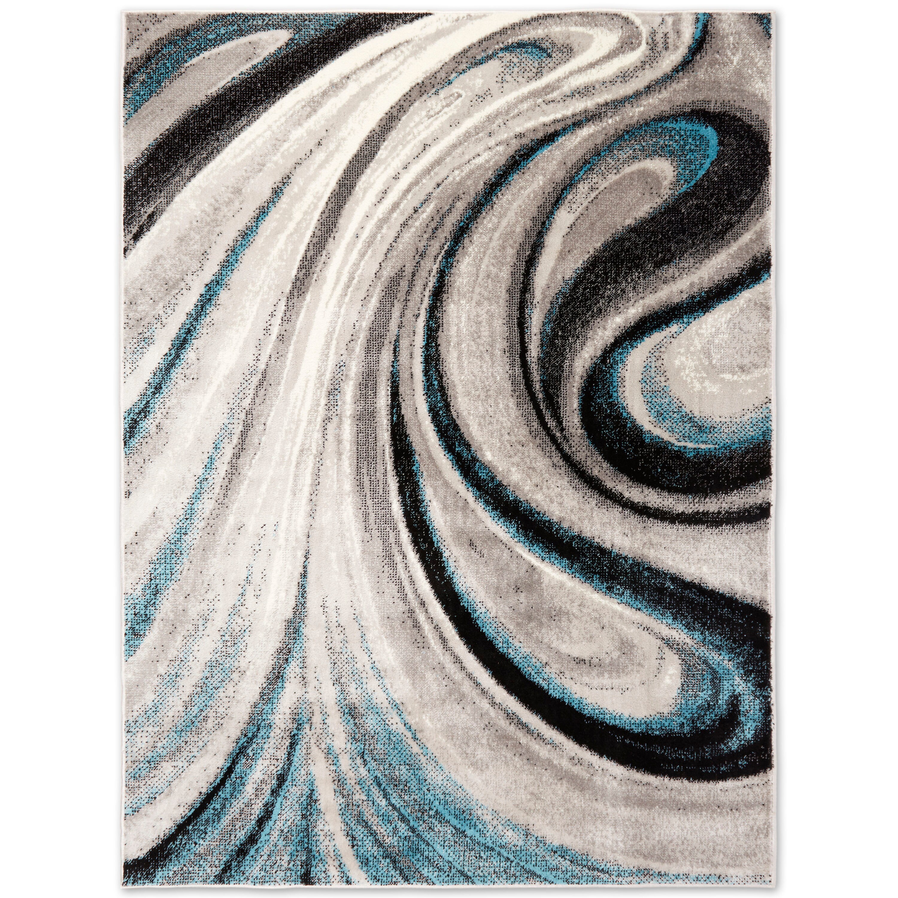 Boho Odette Blue and Gray Abstract 8' x 10' Tufted Area Rug