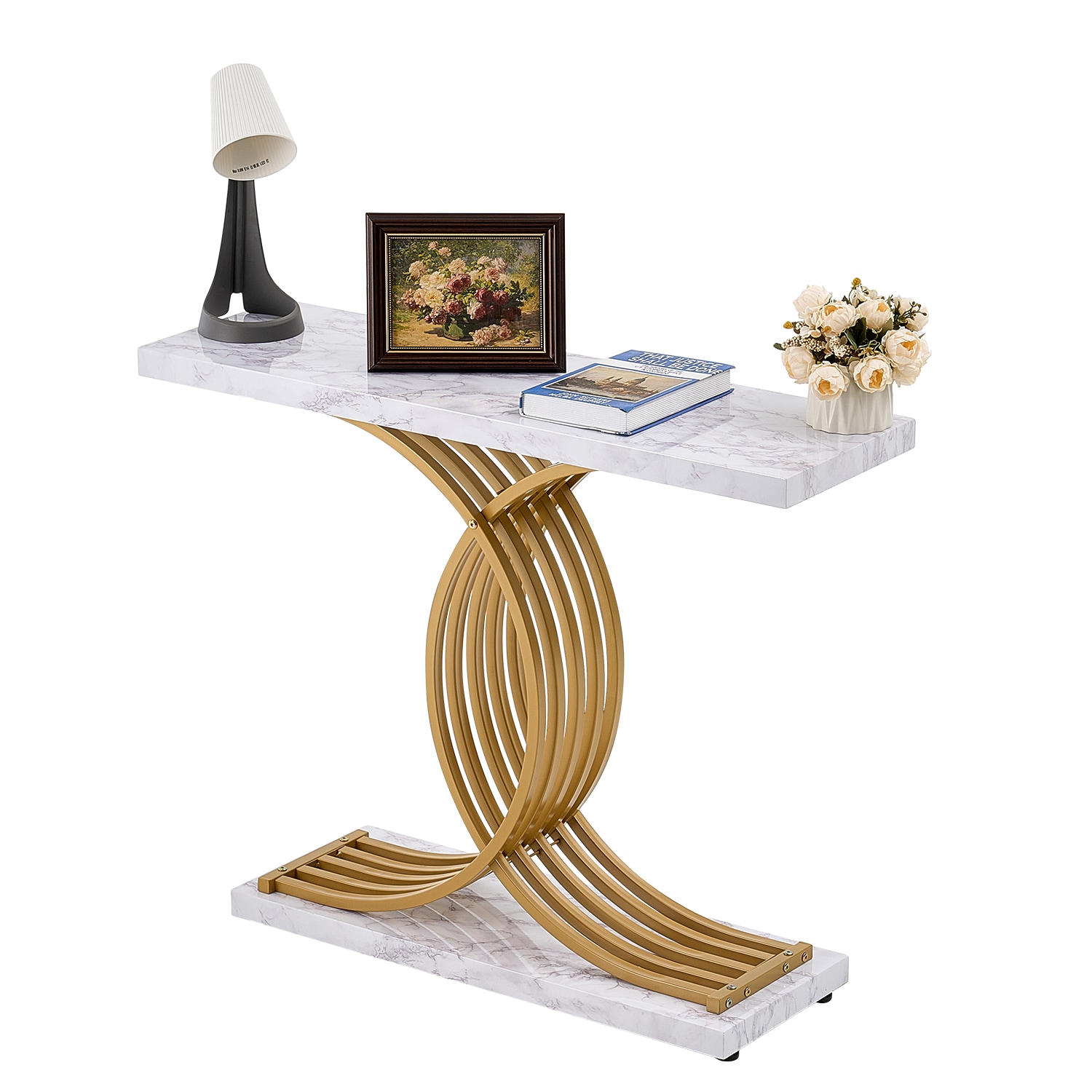 VEVOR Narrow Console Sofa Table  39.4 inches Behind Couch Table  1-Tier Long Entryway Table and Skinny Hallway Table  Narrow Sofa Table with Metal Frame  for Entryway  Hallway  Living Room and Bedroom