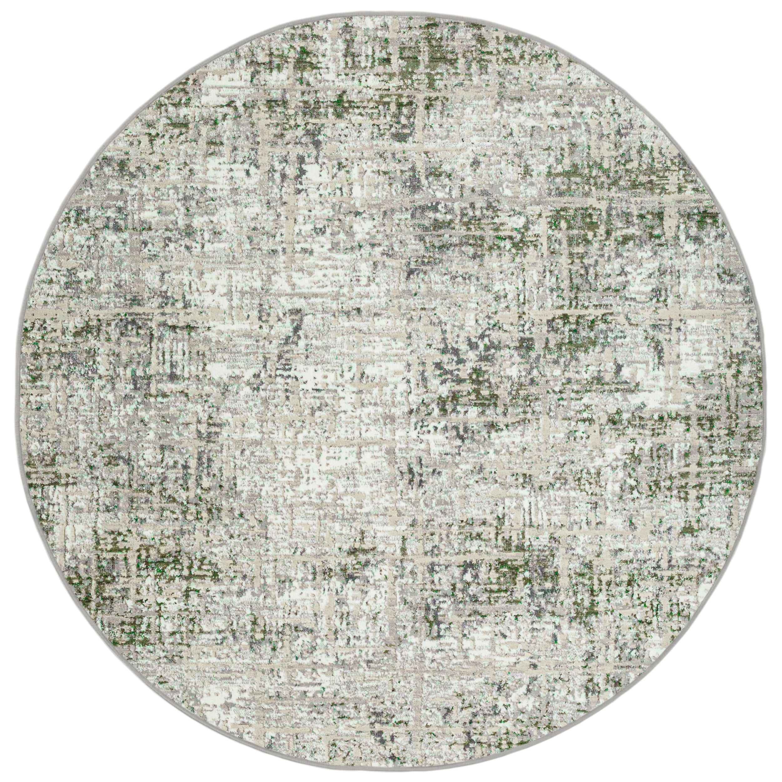 Radici USA Livigno 5 X 5 (ft) Green Round Indoor Abstract Mid-century ...