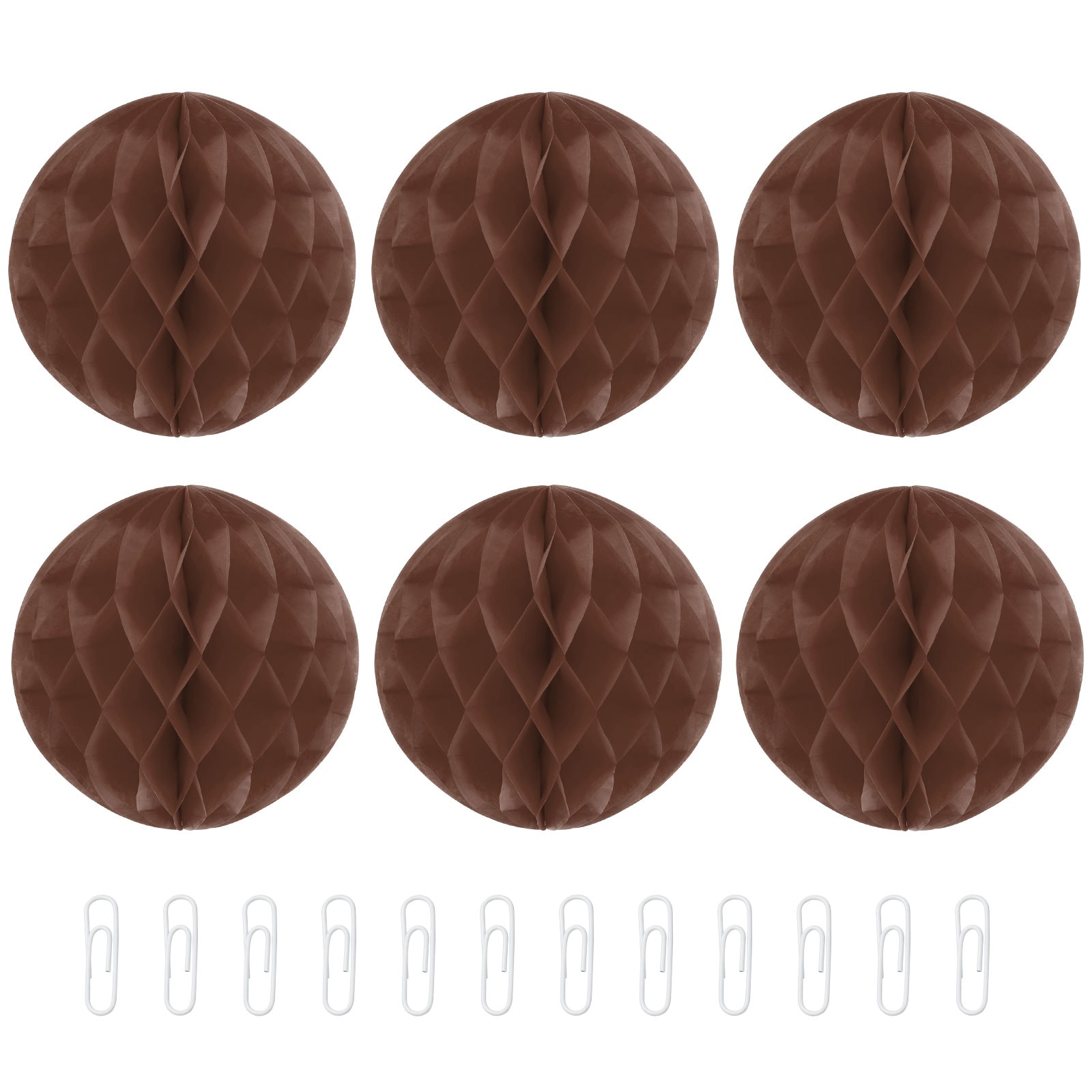 Unique Bargains Paper Pom-Poms Flower Balls 6inch Paper Tissue Flower Balls for Party Flower Decoration Wedding Birthday Home Decoration 6pcs Brown #S26031100UX4829