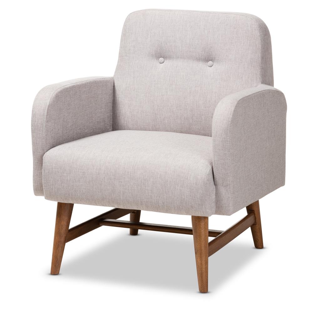 Baxton Studio Perrine Midcentury Grey Linen Accent Chair in the