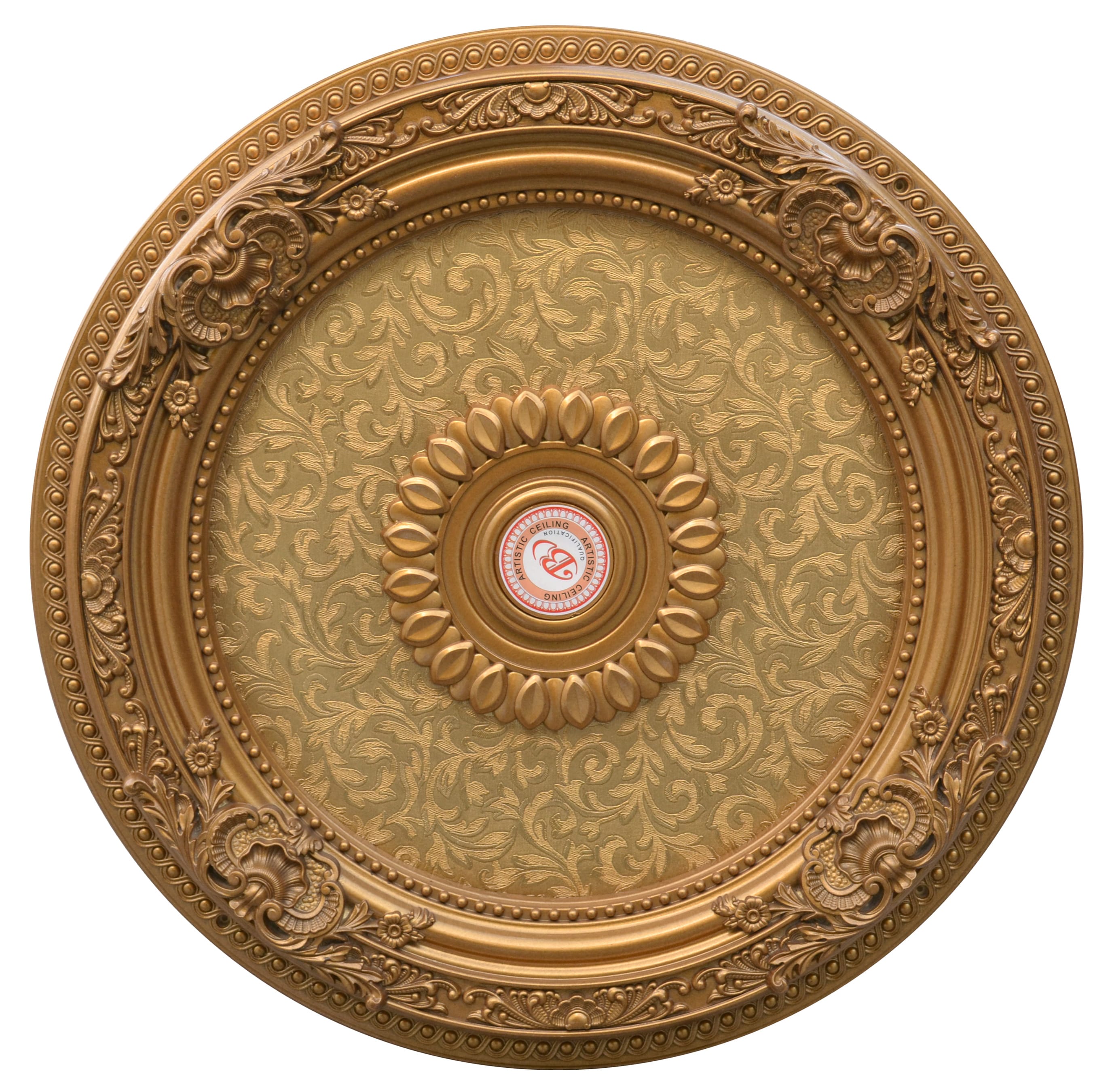 Golden Floral Polystyrene Ceiling Medallion, 24 Inches