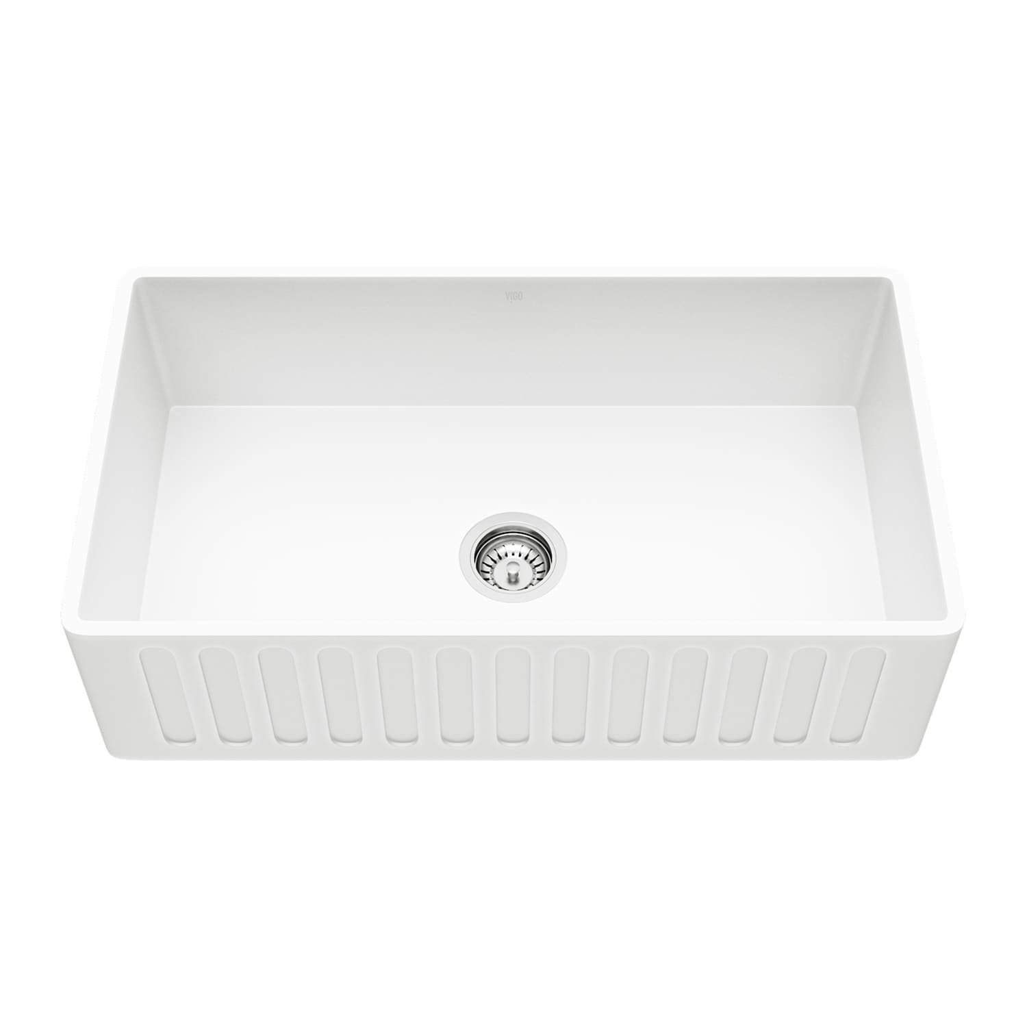 VIGO VGRA3318CS Matte Stone8482 Farmhouse apron front 36-Inches x 18-Inches Matte white Matte stone Single bowl No Faucet Hole Workstation Kitchen Sink