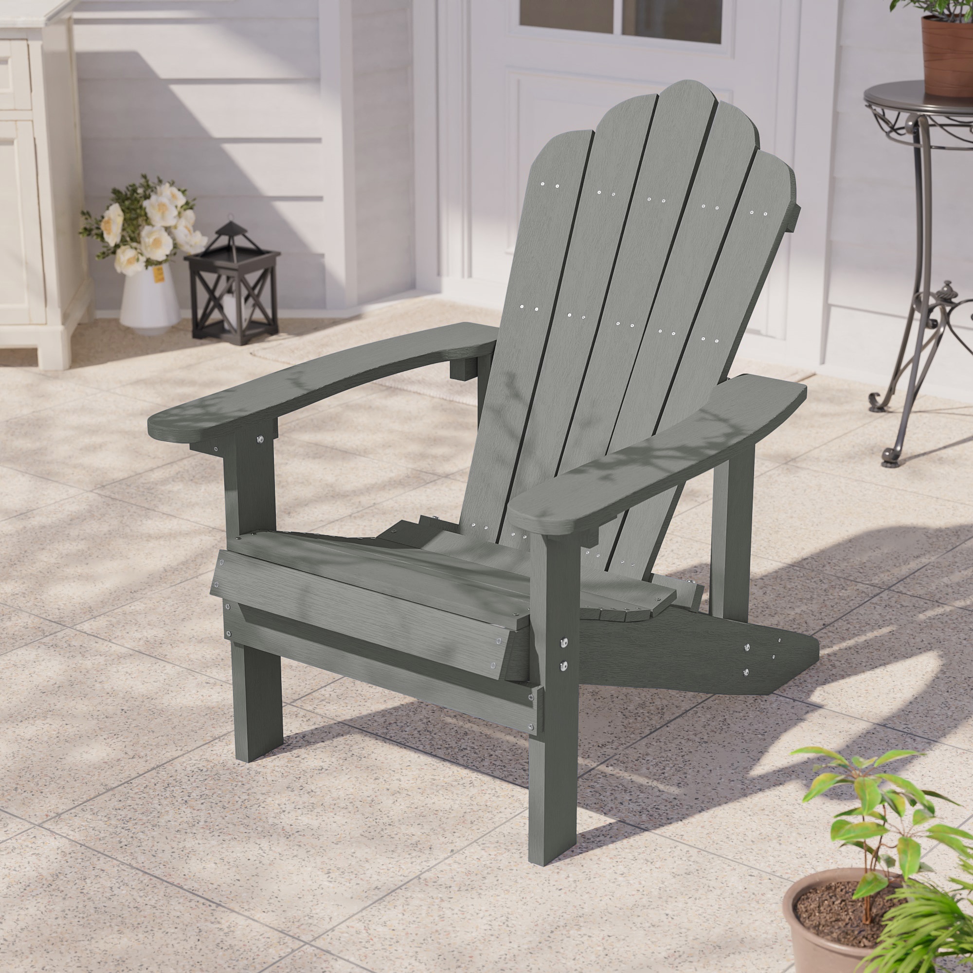 ACEGOSES LW-M2-57-LY Adirondack Chair Light Gray Stationary Adirondack Chair with Light gray Solid Seat