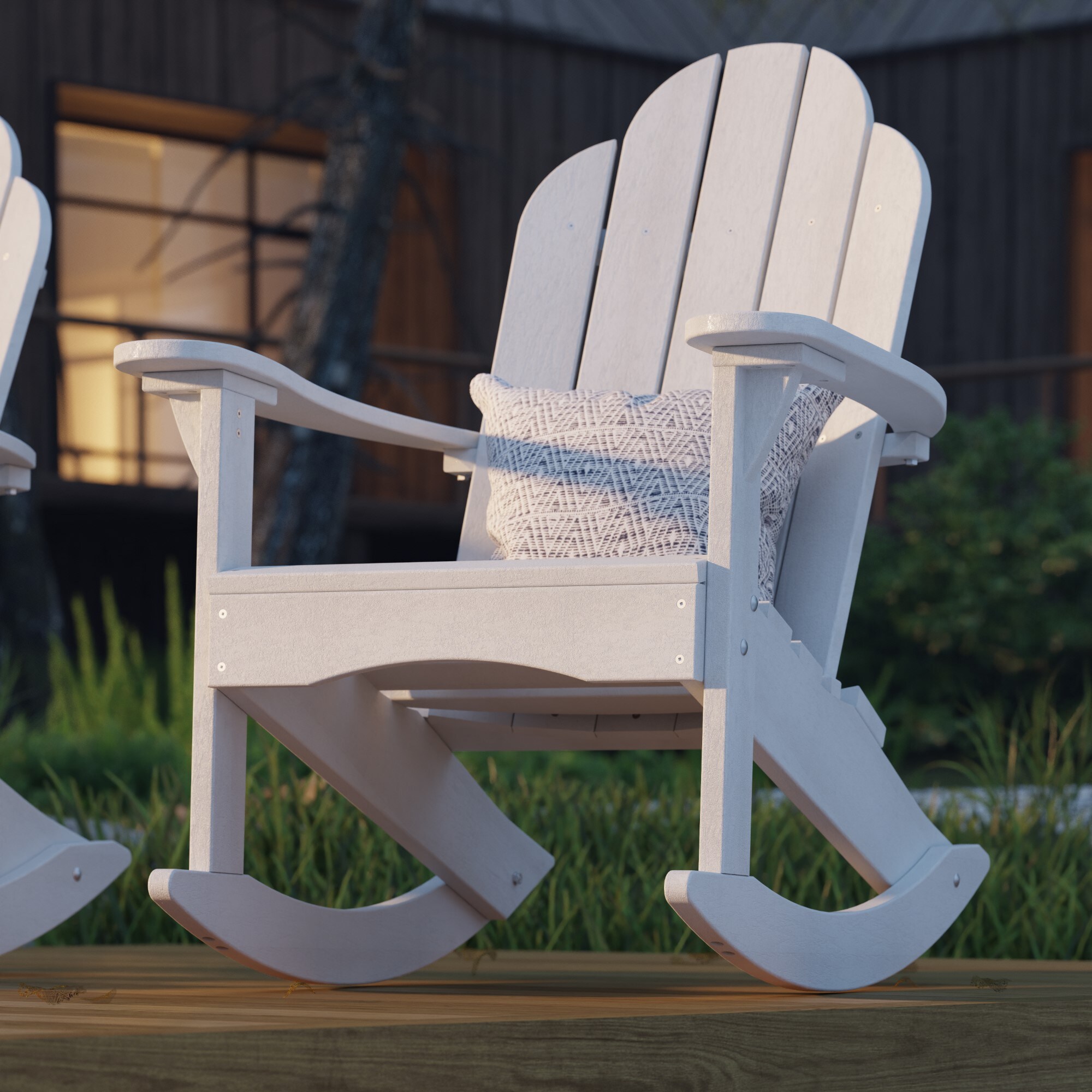 White Poly Lumber Classic Adirondack Rocking Chair