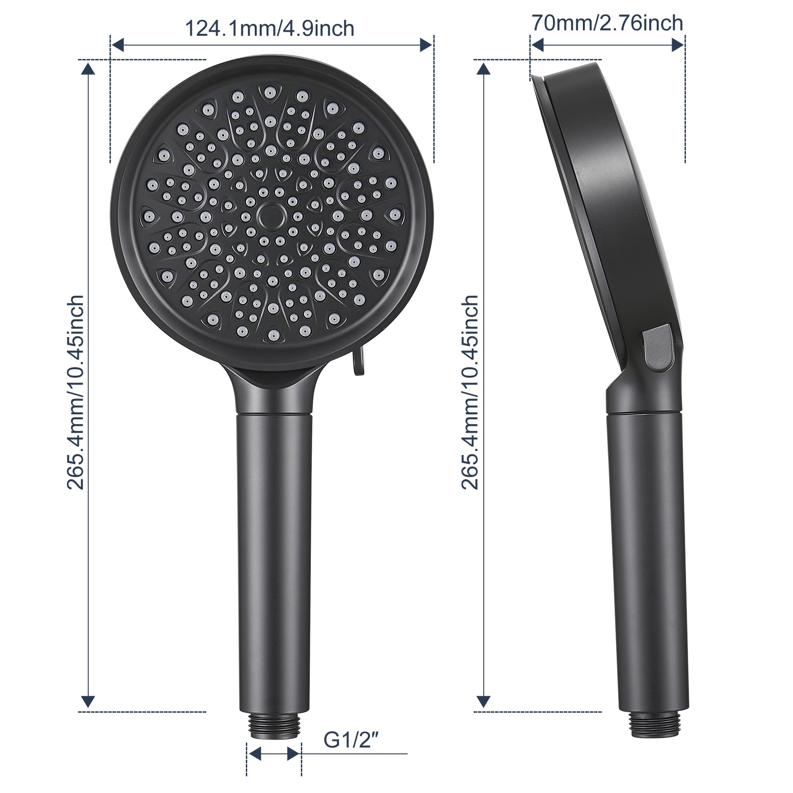 Cobbe Black 4.8-in Round Handheld Filtered Shower Head 1.8 GPM ...