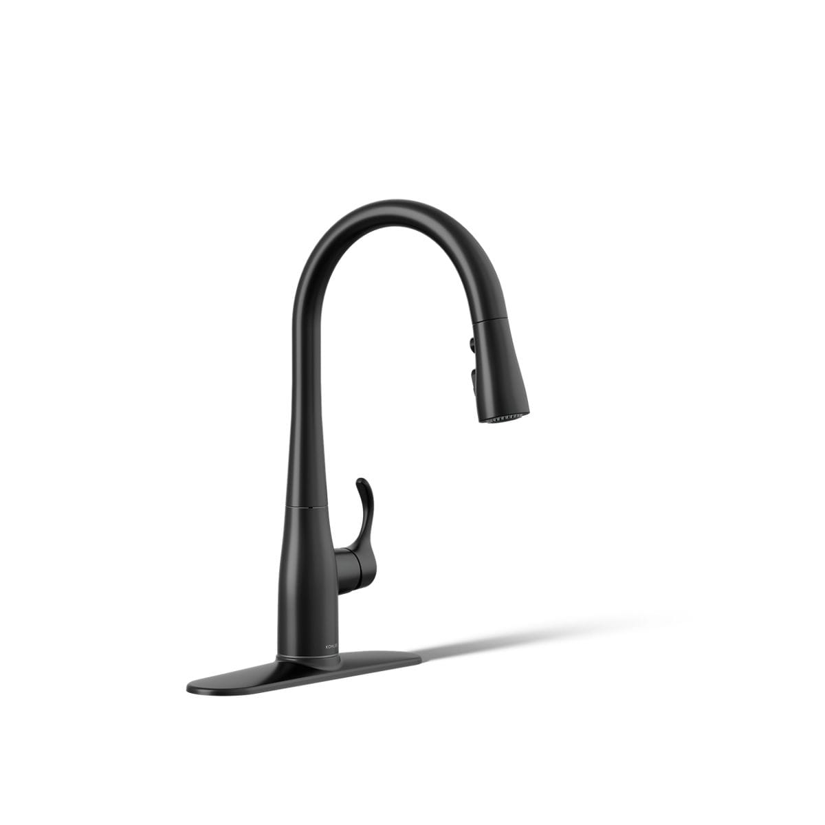 KOHLER 597-BL Simplice Matte Black Single Handle Deck-mount Pull-down Kitchen Faucet with Sprayer ( Deck Plate Included )