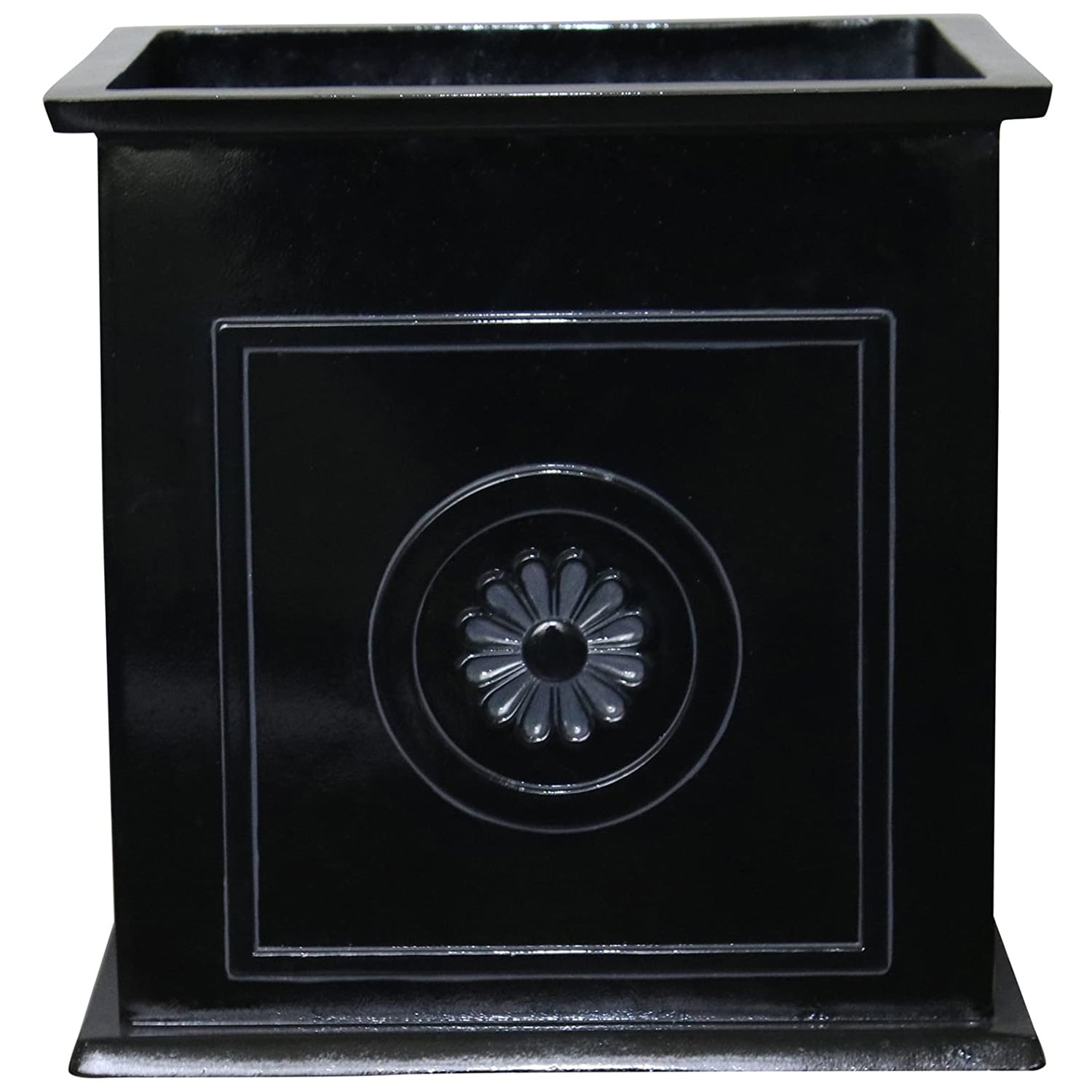 Southern Patio 208489 Square 16-in W Large Black Resin Indoor/Outdoor Planter with Drainage Holes