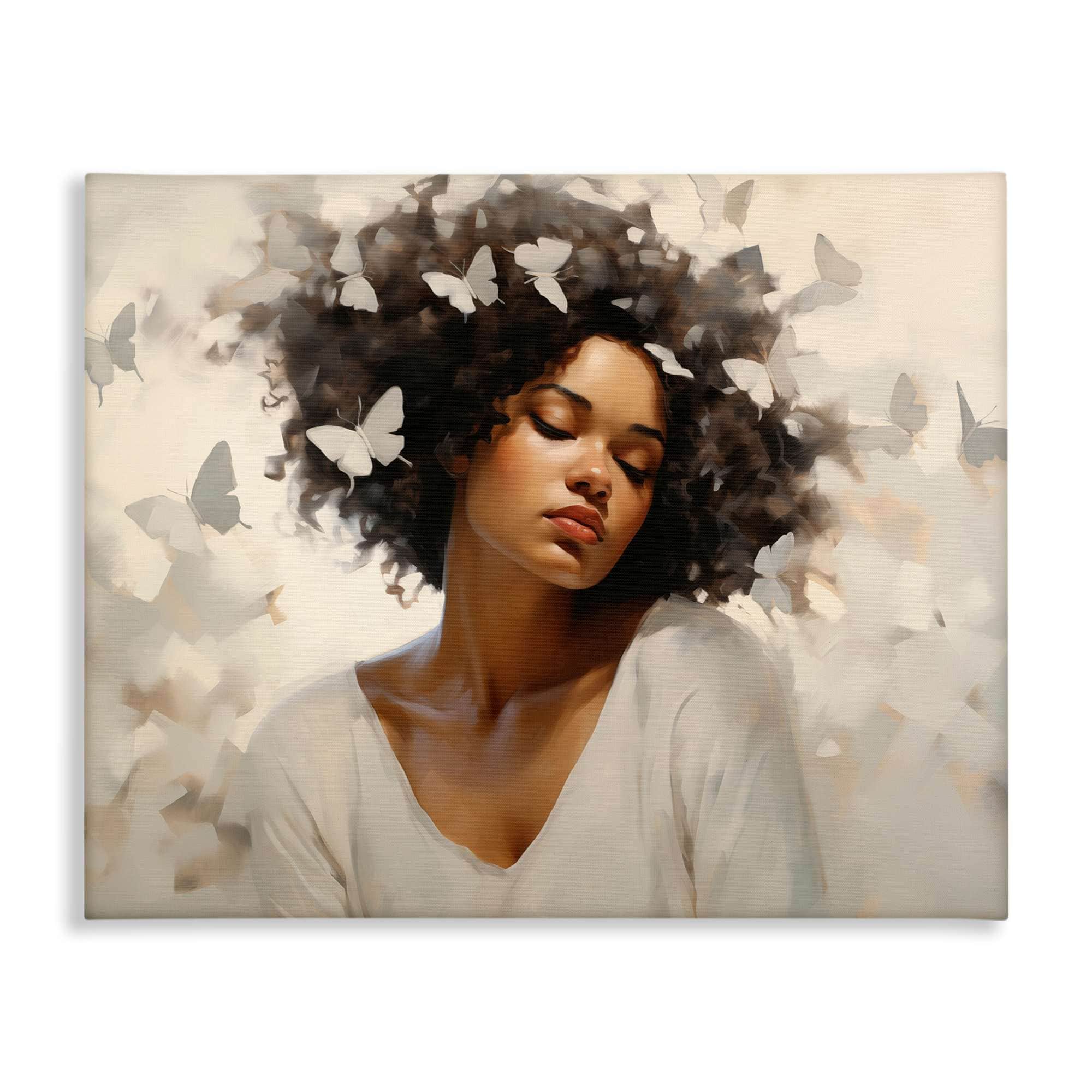 Stupell Industries BT-849-CN-30X40 Woman with White Butterflies Canvas Wall Art By Arlington Prints 40 x 30