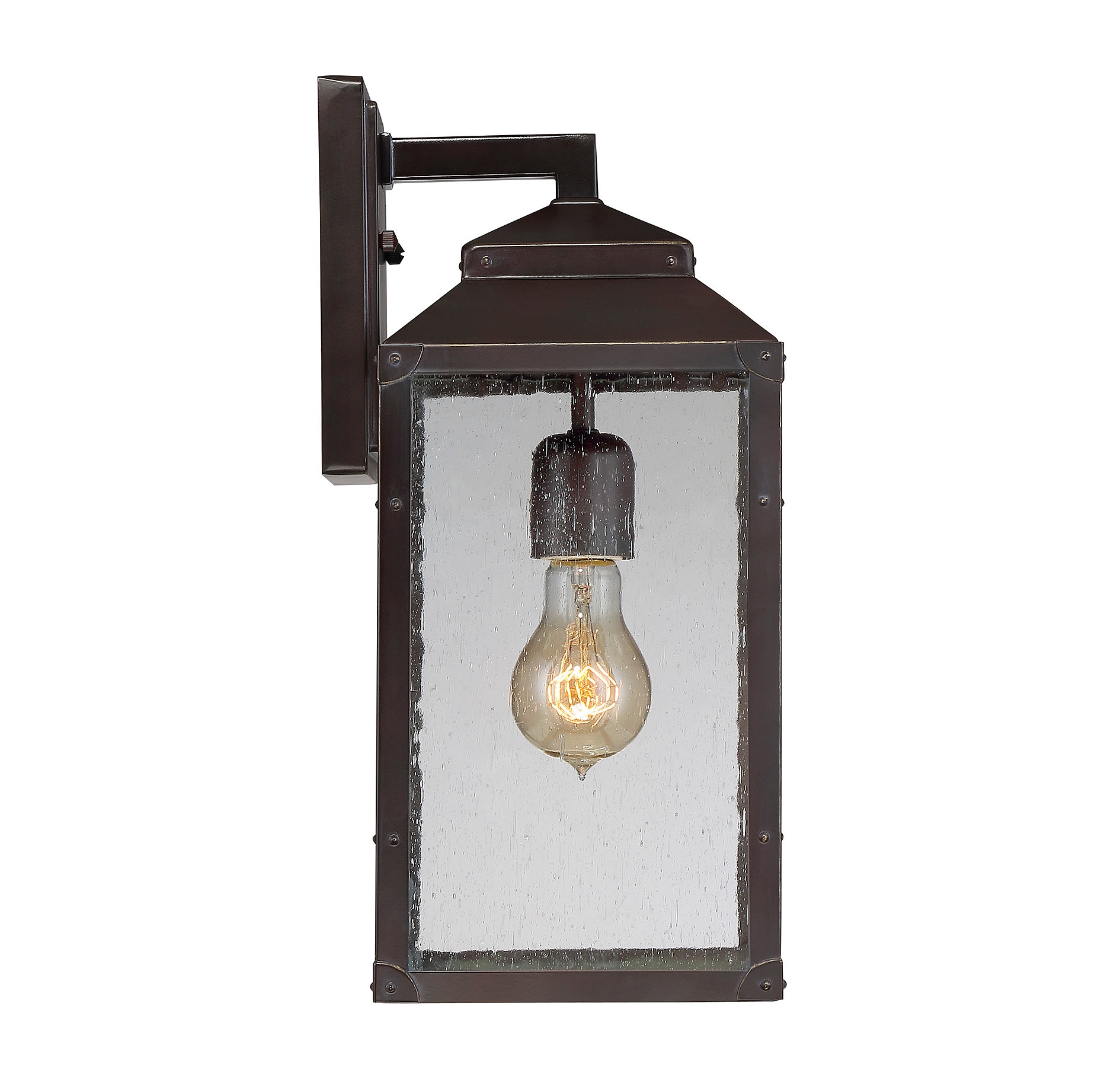 Brennan Bronze and Gold Outdoor Wall Lantern with Seeded Glass