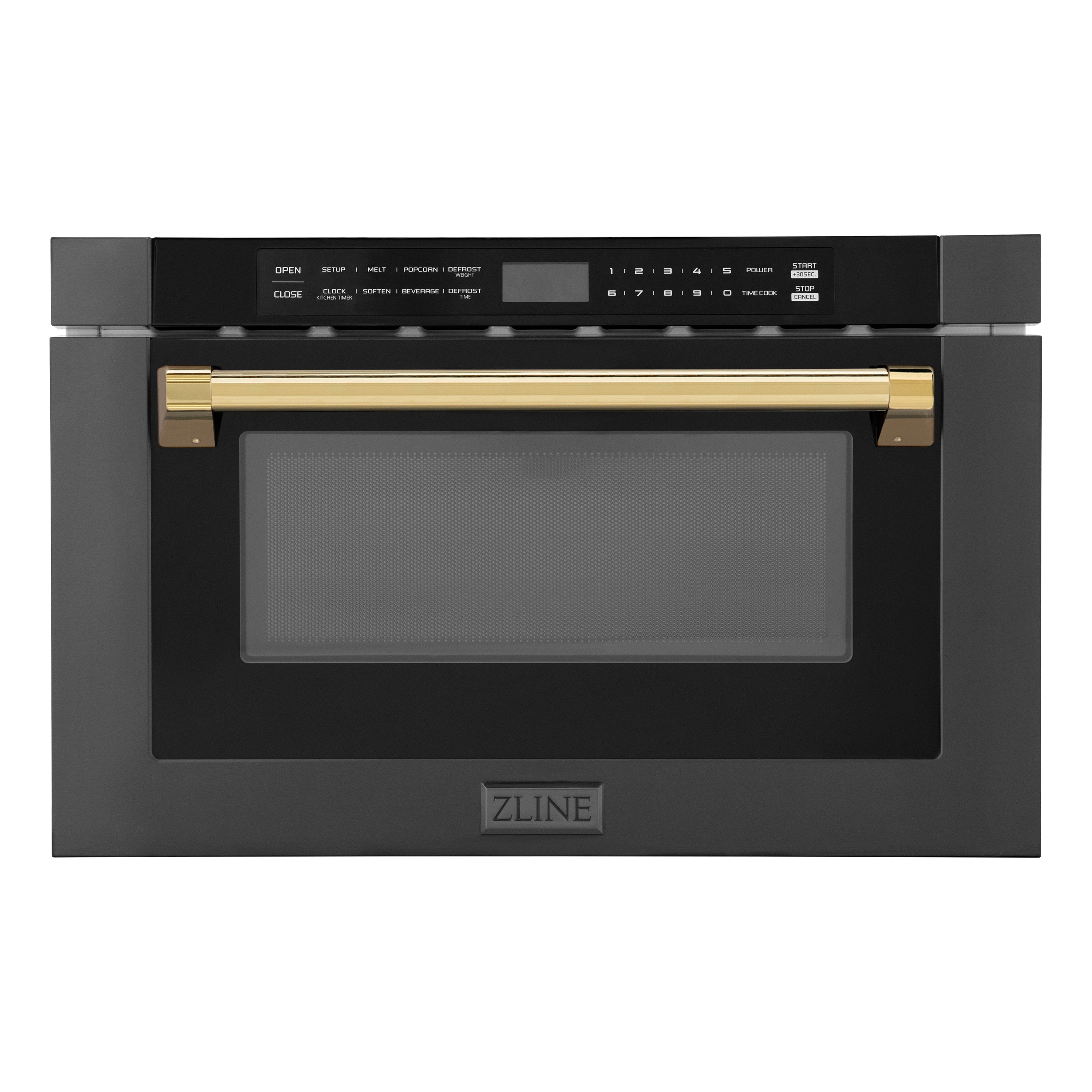 ZLINE KITCHEN & BATH MWDZ-1-BS-H-G 23.5-in 1.2-cu ft 1000 -Watt Microwave Drawer ( Black Stainless Steel with Polished Gold Handle )