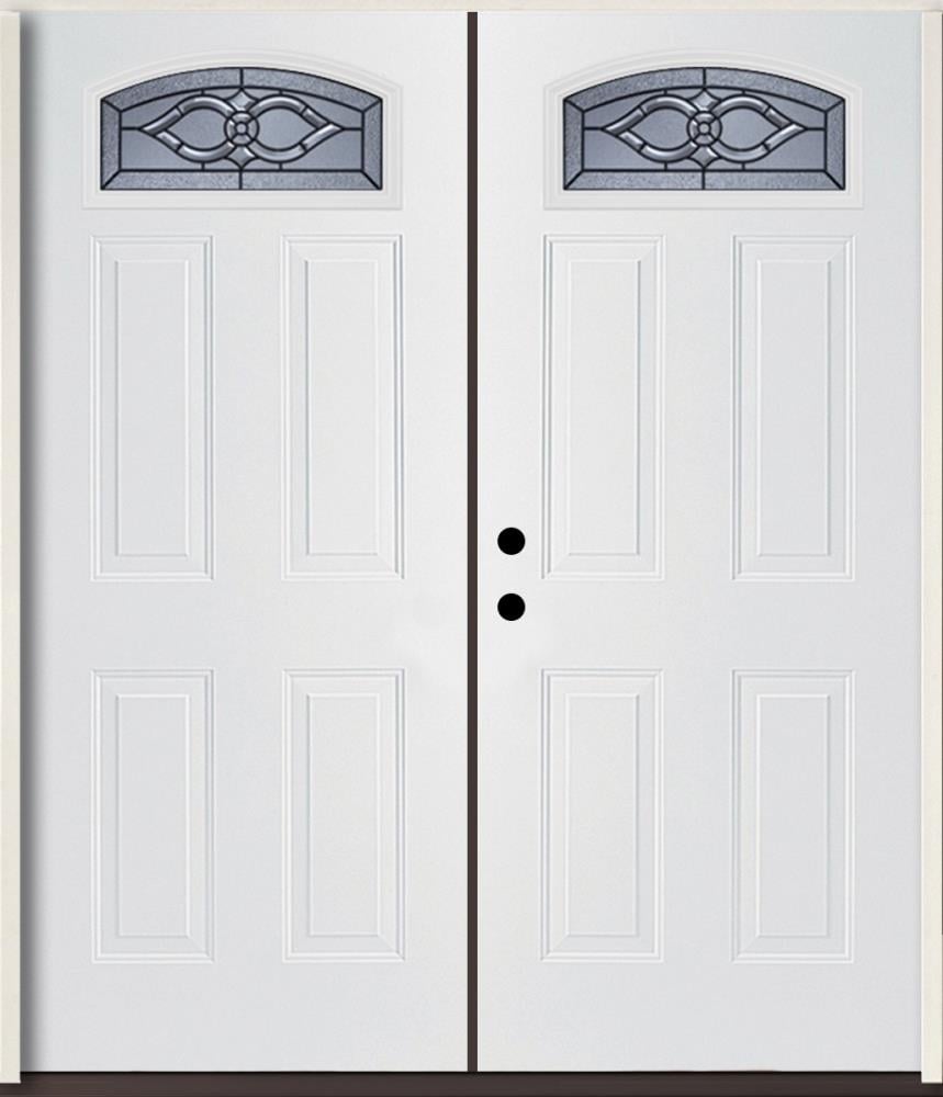 RELIABILT LO911122 Calista 72-in x 80-in x Fiberglass 1/4 lite Right-hand inswing Modern White Painted Prehung Double Front Door Insulating core