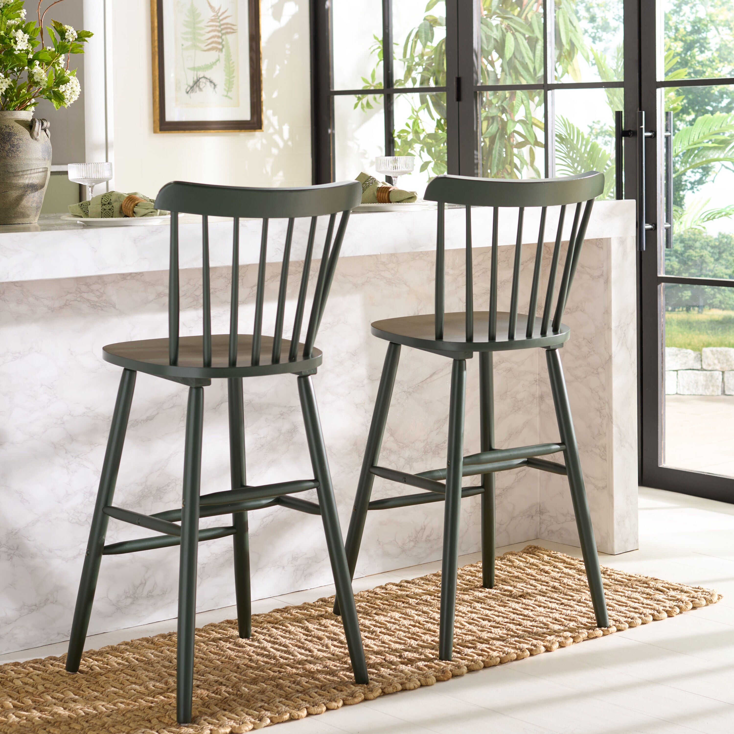 Safavieh Garden Green 30.08-in H Tall Wood Bar Stool