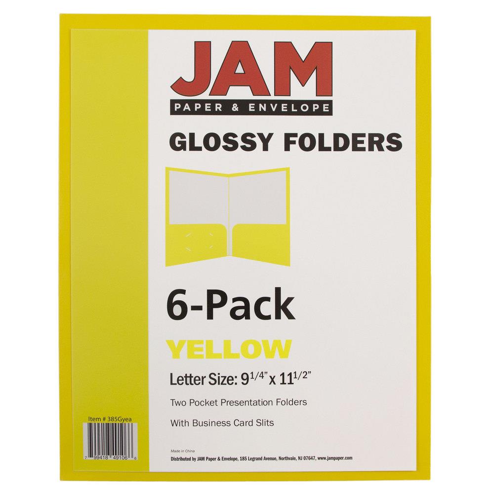 JAM Paper 385GYEA 6-Pack Yellow Plastic 9-in x 12-in Pocket Folder
