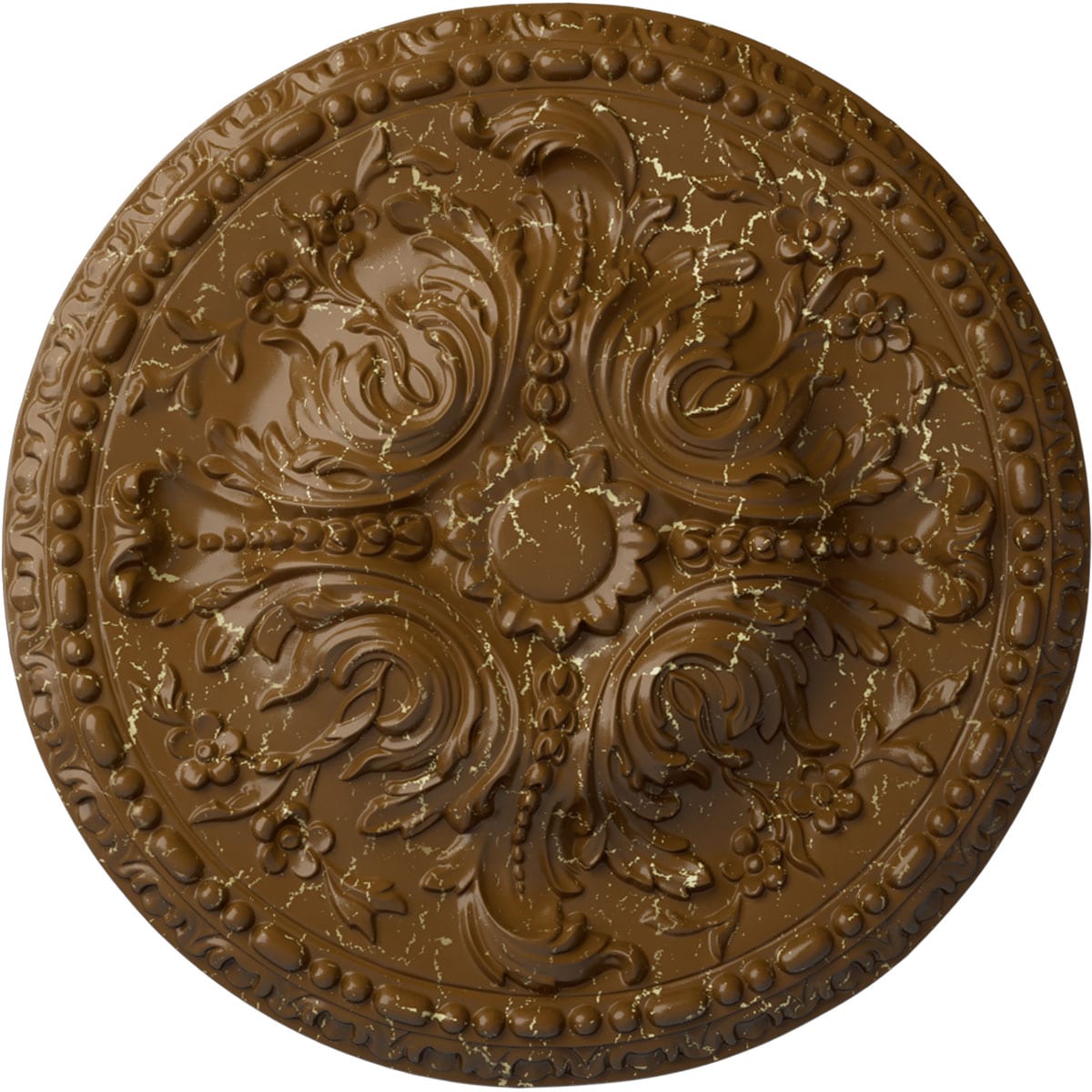 Ekena Millwork CM20AMSTC Amelia 19.625-in W x 19.625-in L Painted Smokey Topaz Crackle Polyurethane Whole Ceiling Medallion