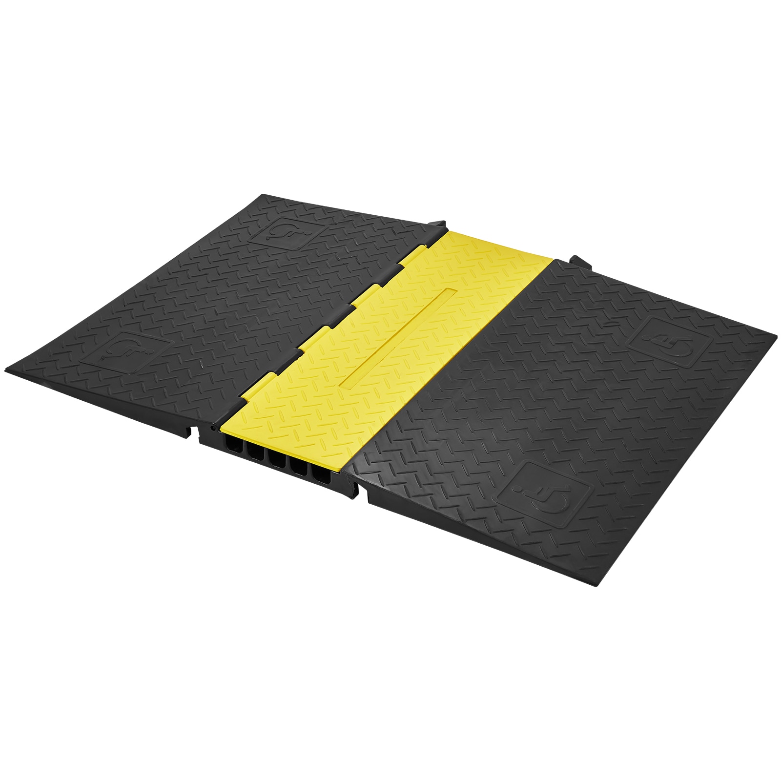 GIVIMO 5-Channel Rubber Cable Protector Ramp 22000-lb Heavy Duty Drive Over Cord Cover 45-in Driveway Hose Ramp ADA Compliant Hinged Lid for Indoor Outdoor Use