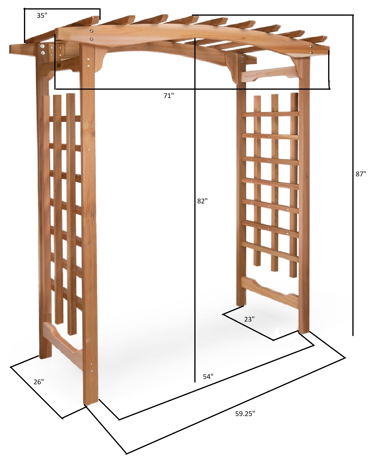All Things Cedar 5.92-ft W x 7.25-ft H Natural Wood Garden Arbor in the ...