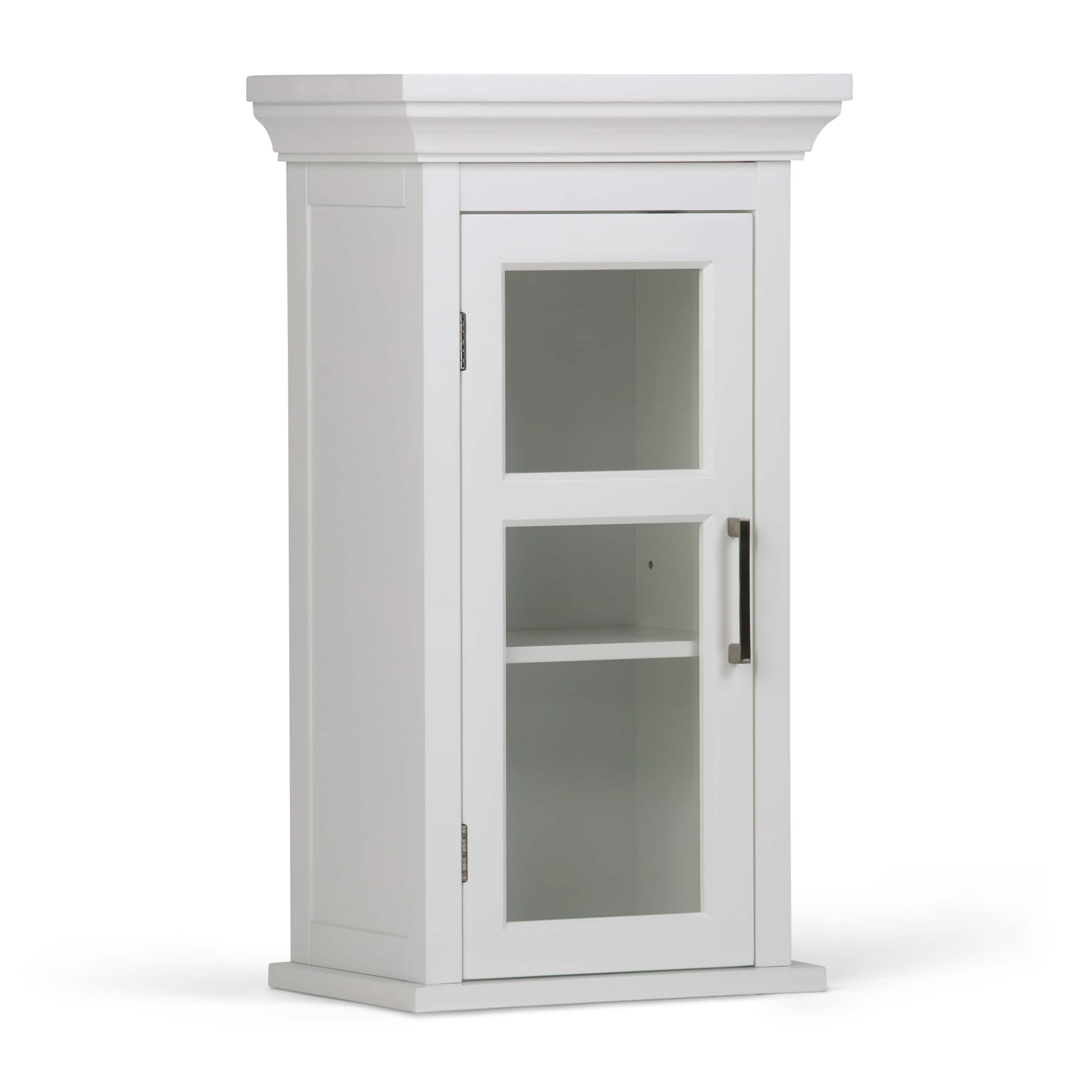 Simpli Home Avington 23.6-in x 30-in x 10-in White Soft Close Bathroom Wall Cabinet