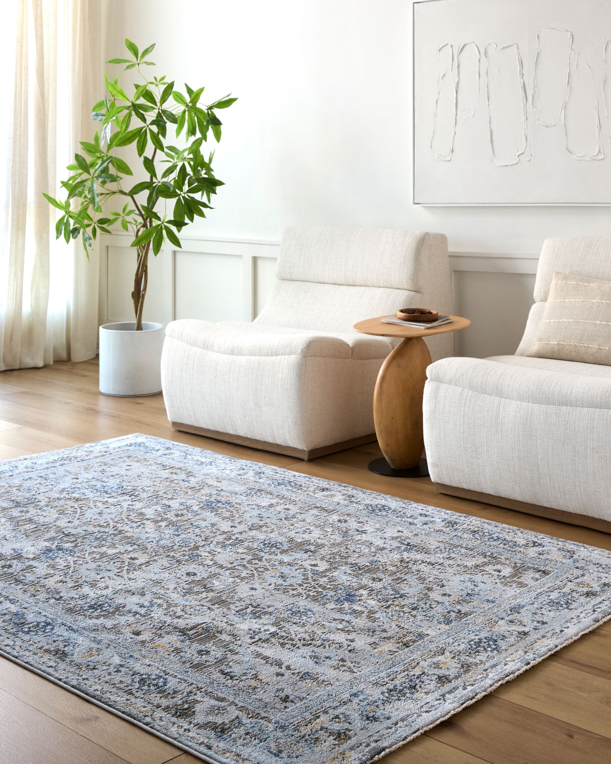 Livabliss HSL2301-23 Hassler 2 x 2 (ft) Polyester/Polypropylene Gray Rectangular Indoor Vintage Area rug