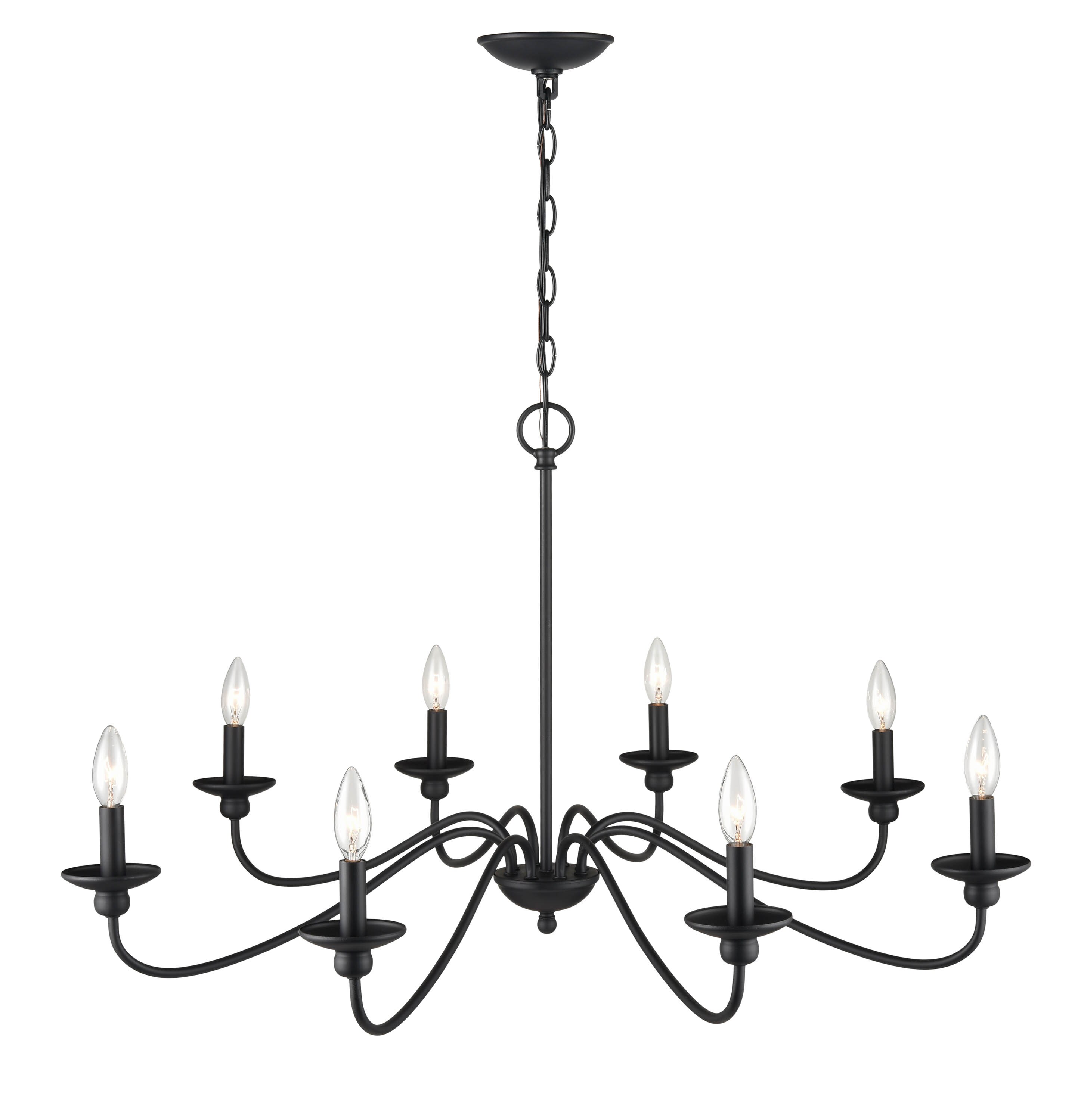 Delvona Matte Black 8-Light Candle Chandelier