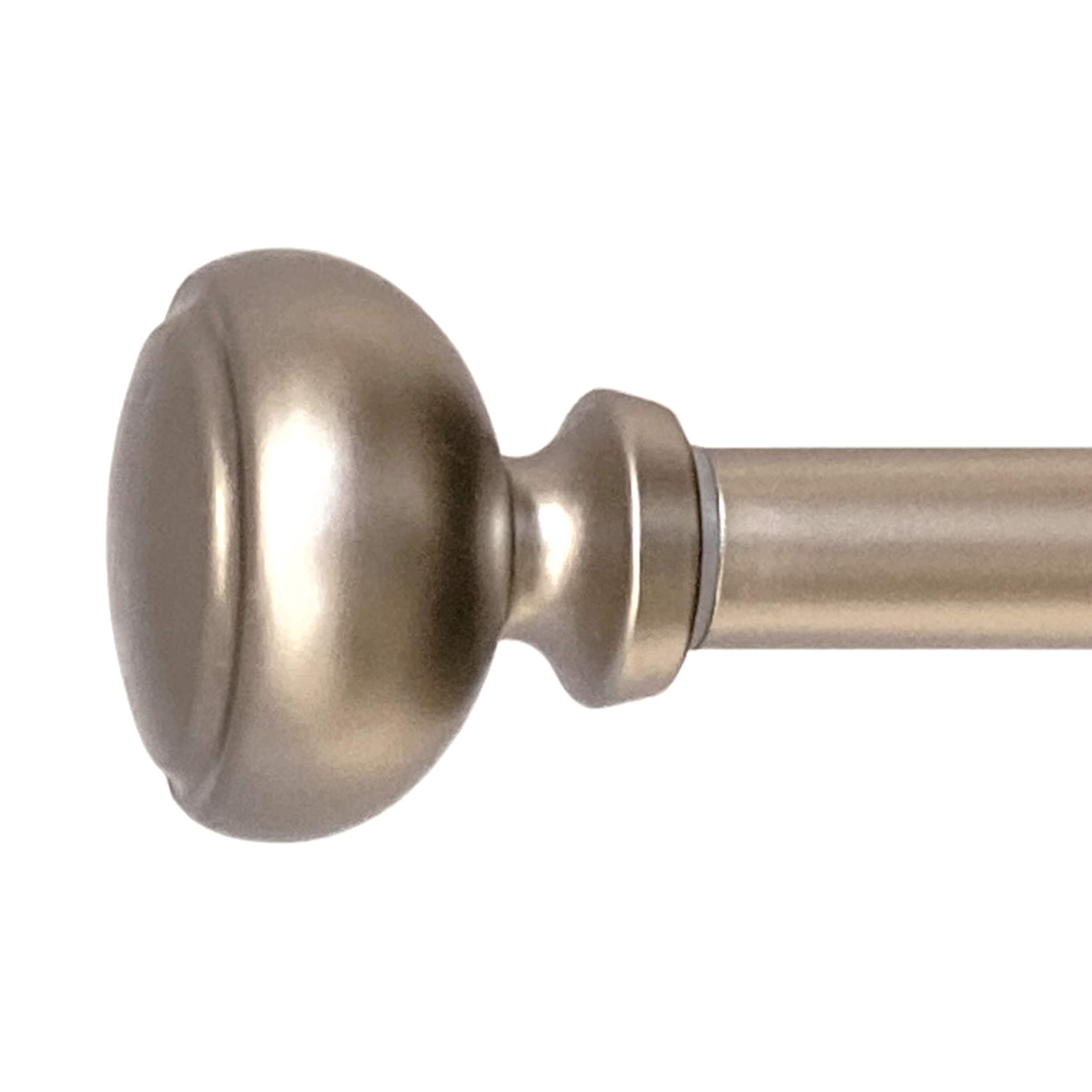 Decopolitan 31247-PW86 86-in to 120-in Pewter Steel Single curtain rod with Finials