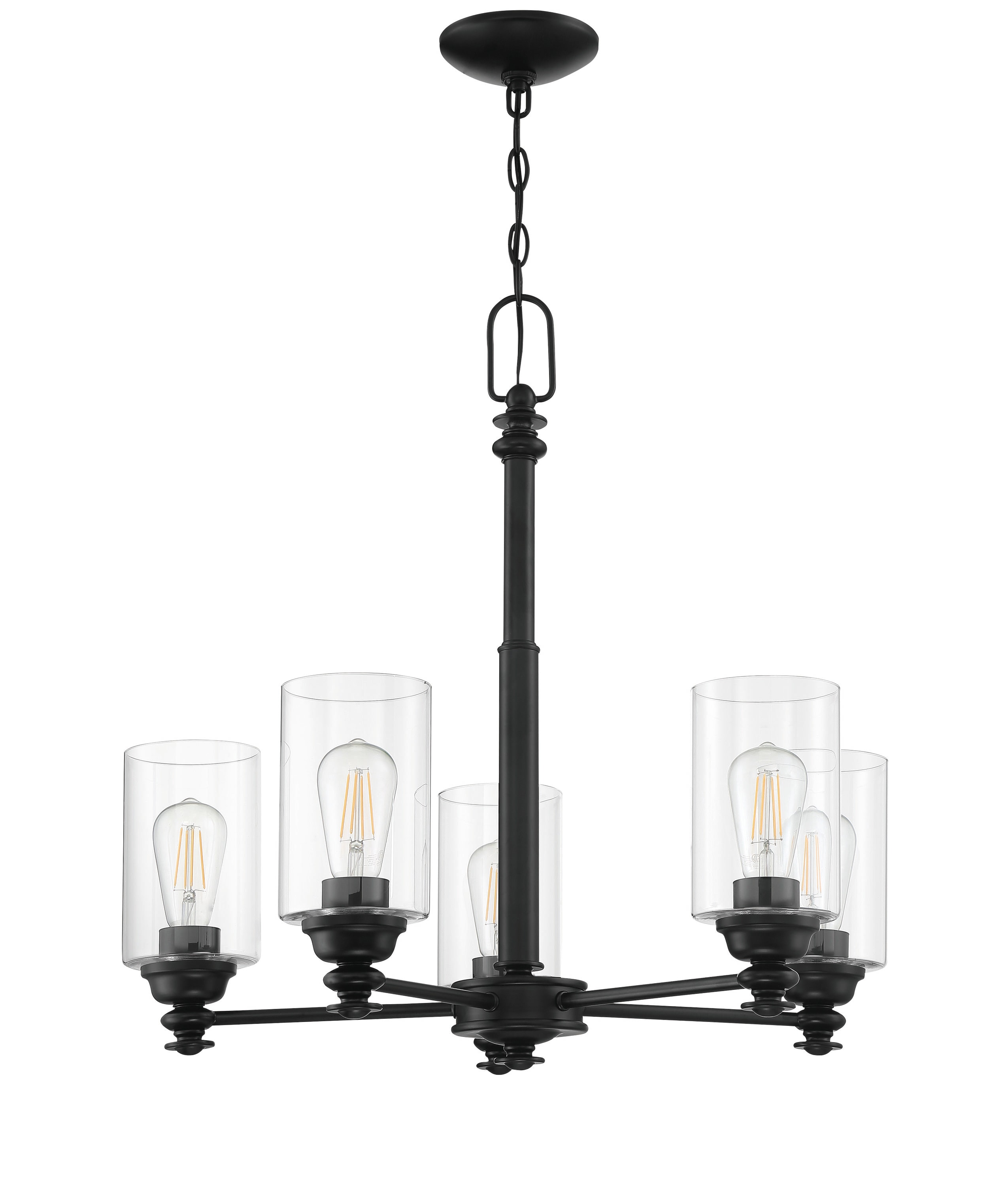 Craftmade 49825-FB-C Dardyn 5 -Light Black Transitional For Use in Bedrooms, Dining Rooms, Foyers, Kitchens, Living Rooms Chandelier