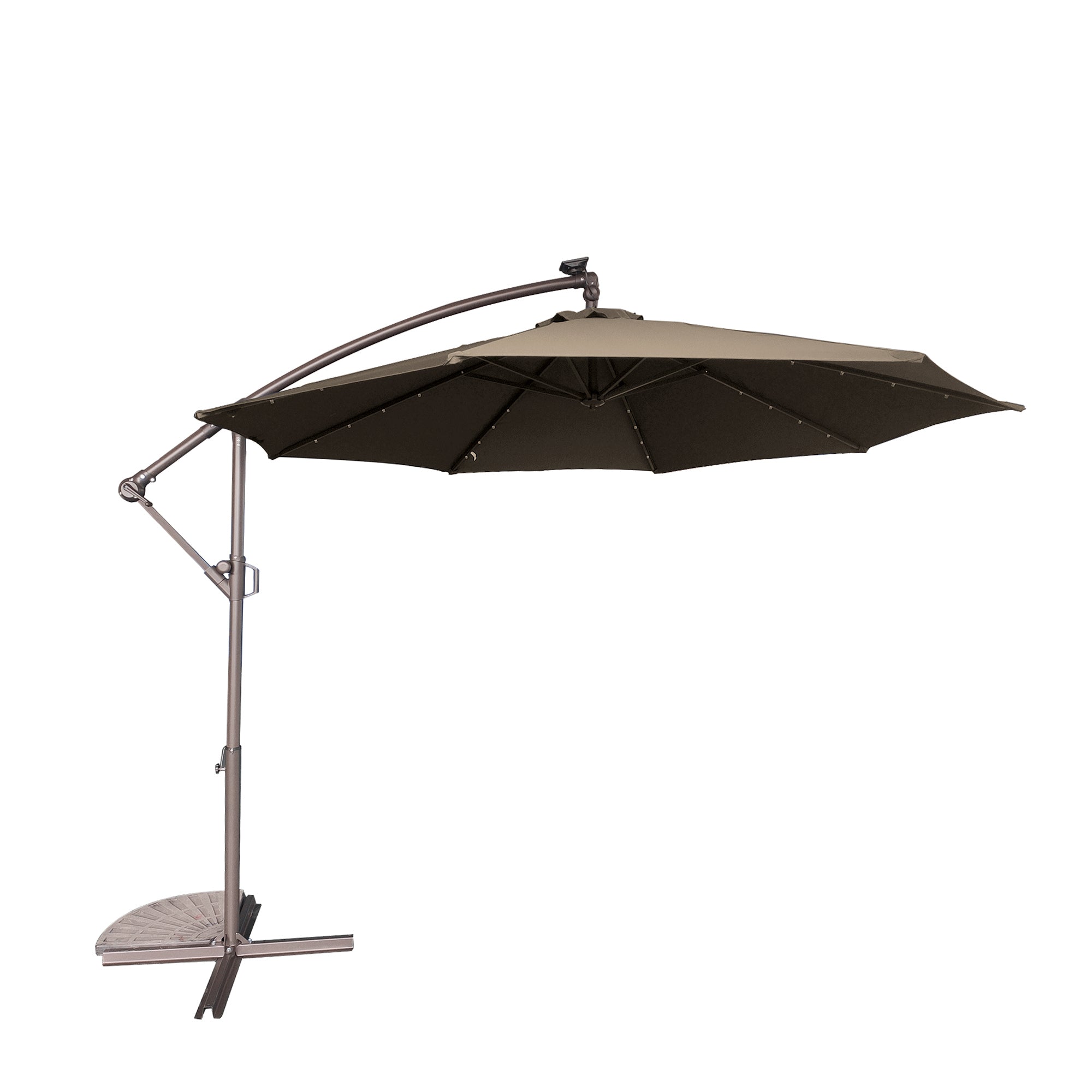 Boyel Living BL-7XBDTN 10 ft. Outdoor Cantilever Hanging Patio Umbrella Waterproof and UV Resistant with Solar LED in Tan