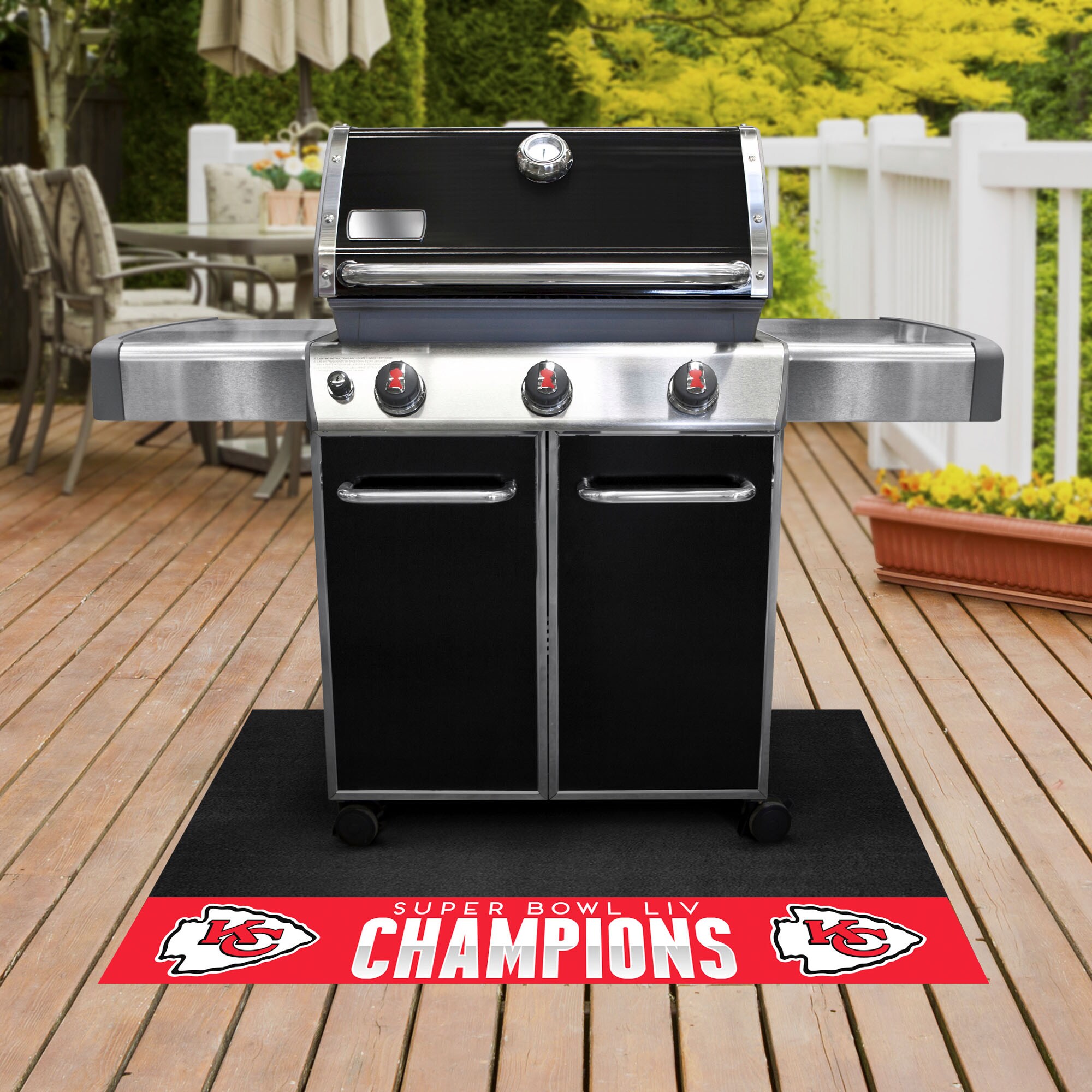 FANMATS 27180 Kansas City Chiefs Grill Mat Black Vinyl Rectangular Grill Mat