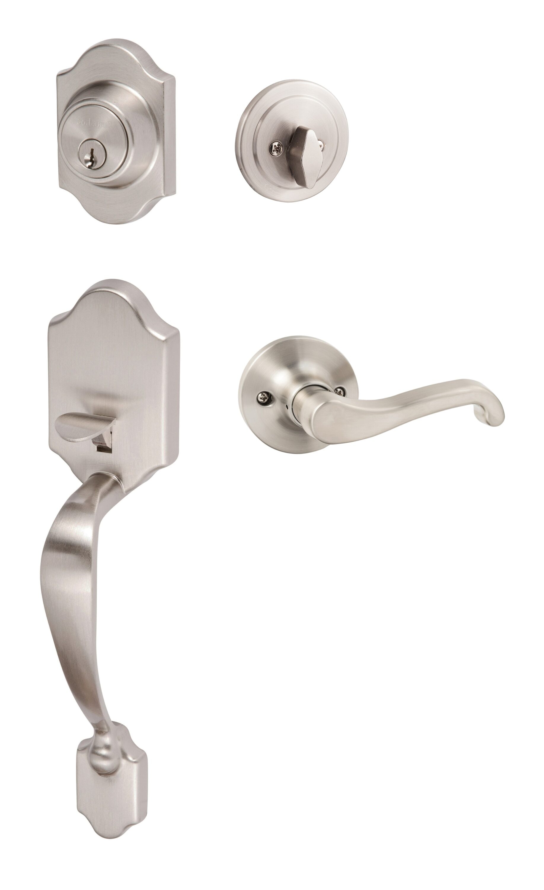 Sure-Loc Hardware CR507-SG RH 15 SureLoc Coral Satin Nickel Single-Cylinder Deadbolt Right-handed Exterior Keyed entry Door Handle