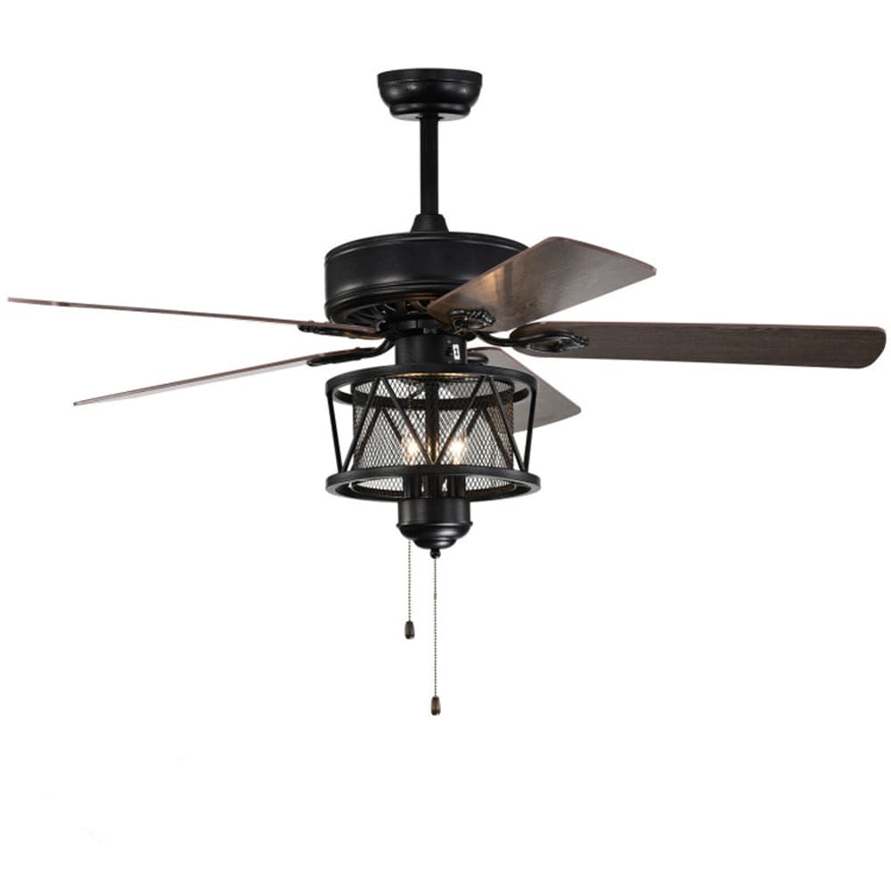 BABOOM BOM-5947ORYU 50-in Integrated LED Black with Brown Blades Ceiling Fan With Light ( 5 -Blade )
