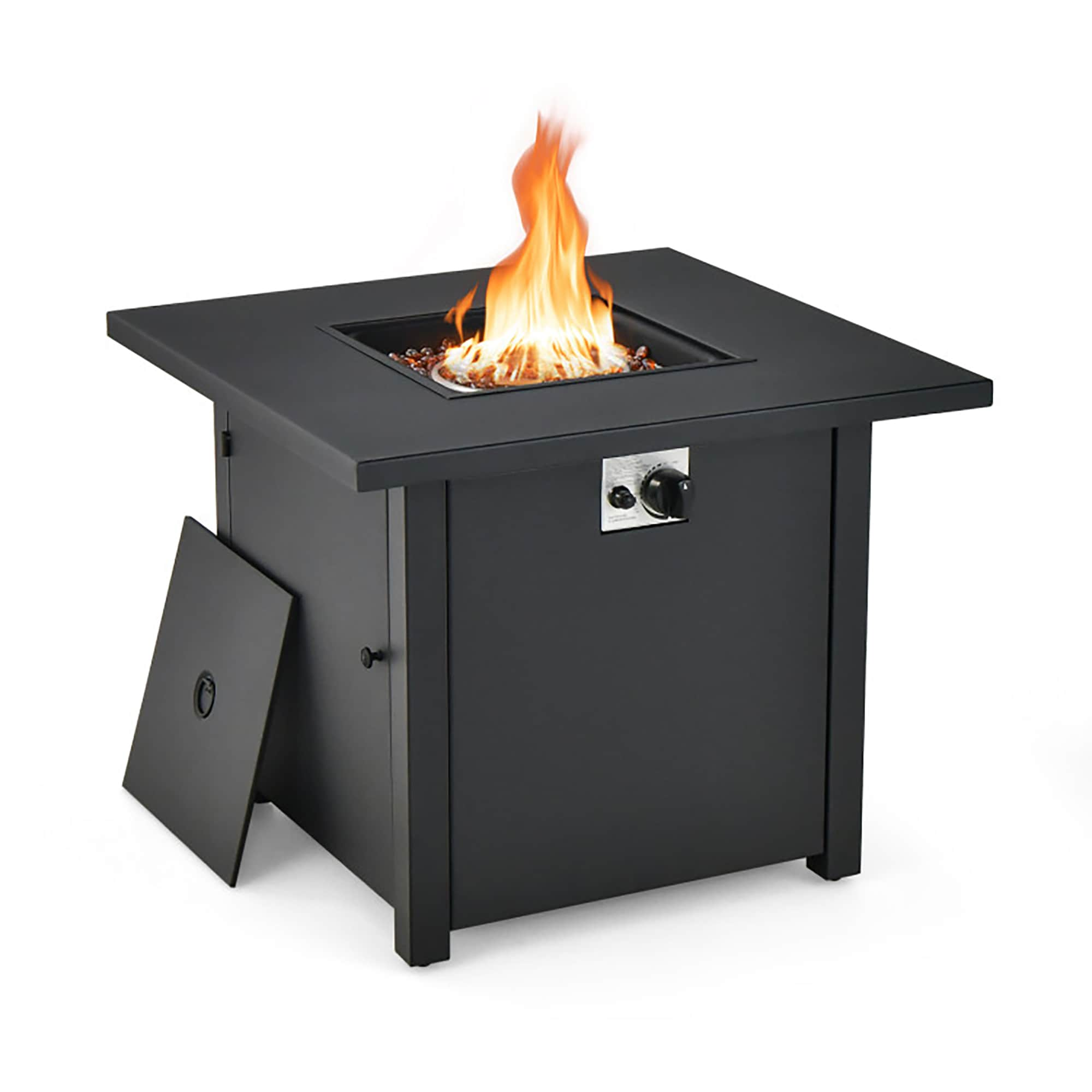 Fire Pit Table 32-in W Black Steel Square Tabletop Propane Gas Fire Pit Stainless Steel | - CASAINC UI-GFT-31269-BR-QQ