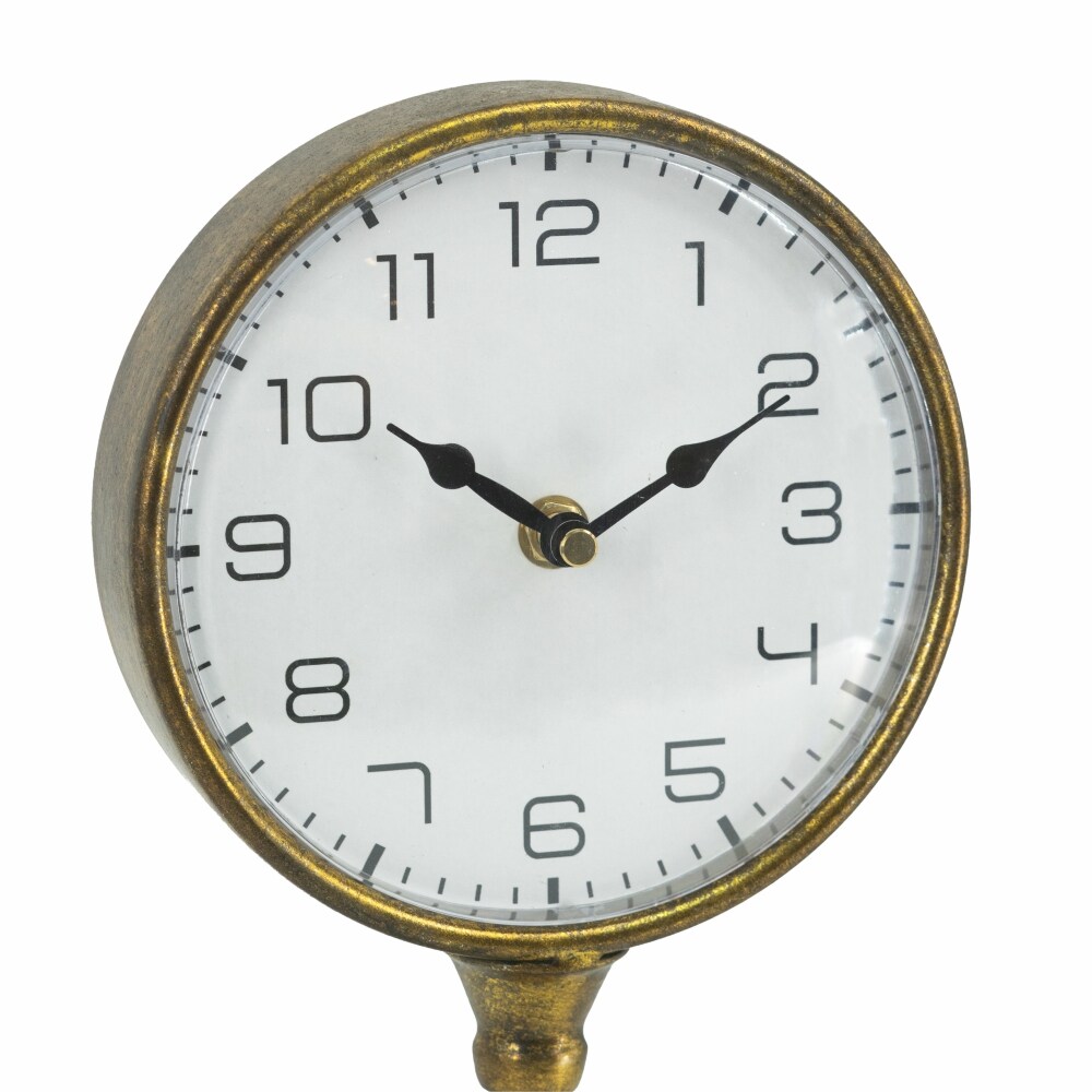 LUXEYARD 6.5x5.9x15.2 inch Vintage Inspired Gold Iron Table Clock in ...