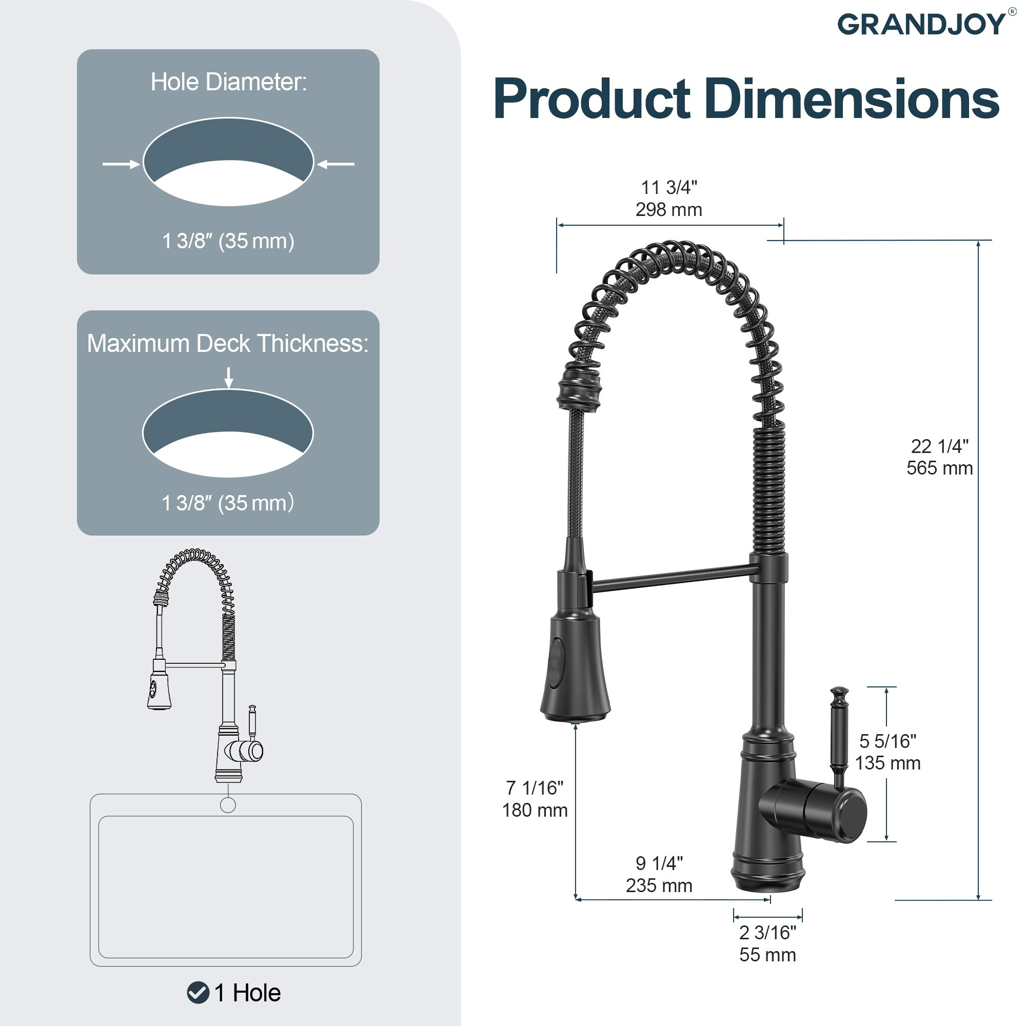 GRANDJOY SGF13GJ-45K-BL Kitchen-Faucets - View #7