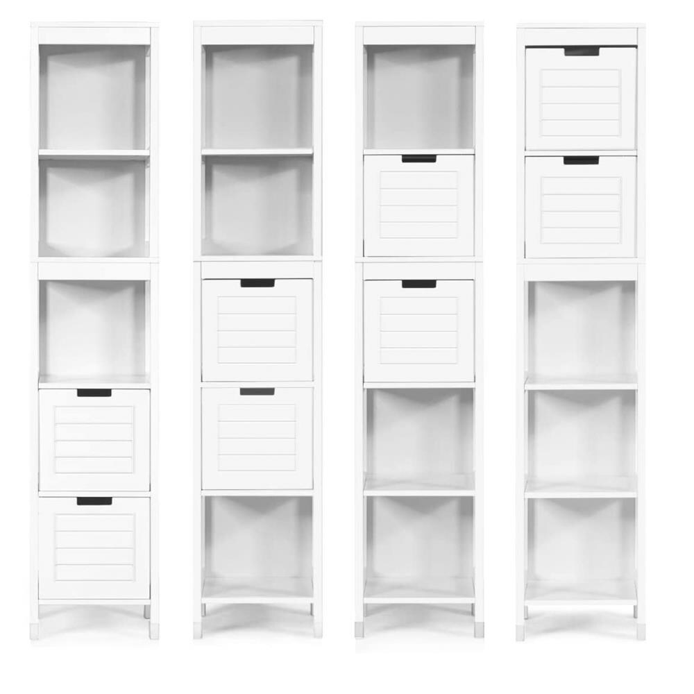 59in Corner Cabinet 3-Tier Shelves 1 Drawer 1 Door Bathroom Slim