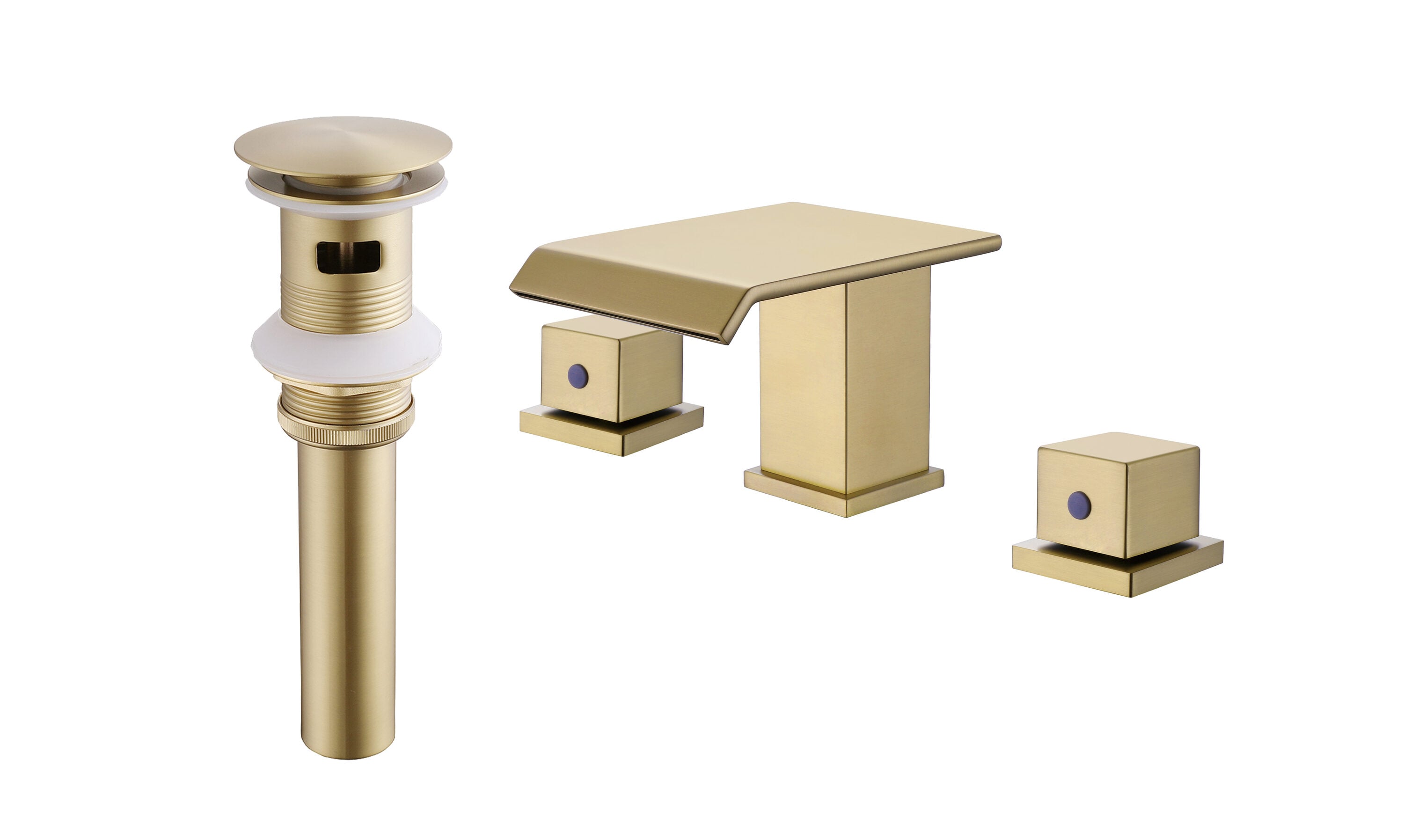 Royal Guard LBSFJK0349 Brushed Gold Widespread 2-handle WaterSense Mid-arc Commercial/Residential Handle Bathroom Sink Faucet with Drain