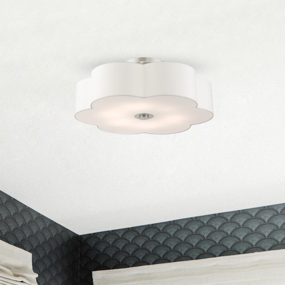 Chelsea Brushed Nickel 6-Light Semi-Flush Mount with Scalloped Shade